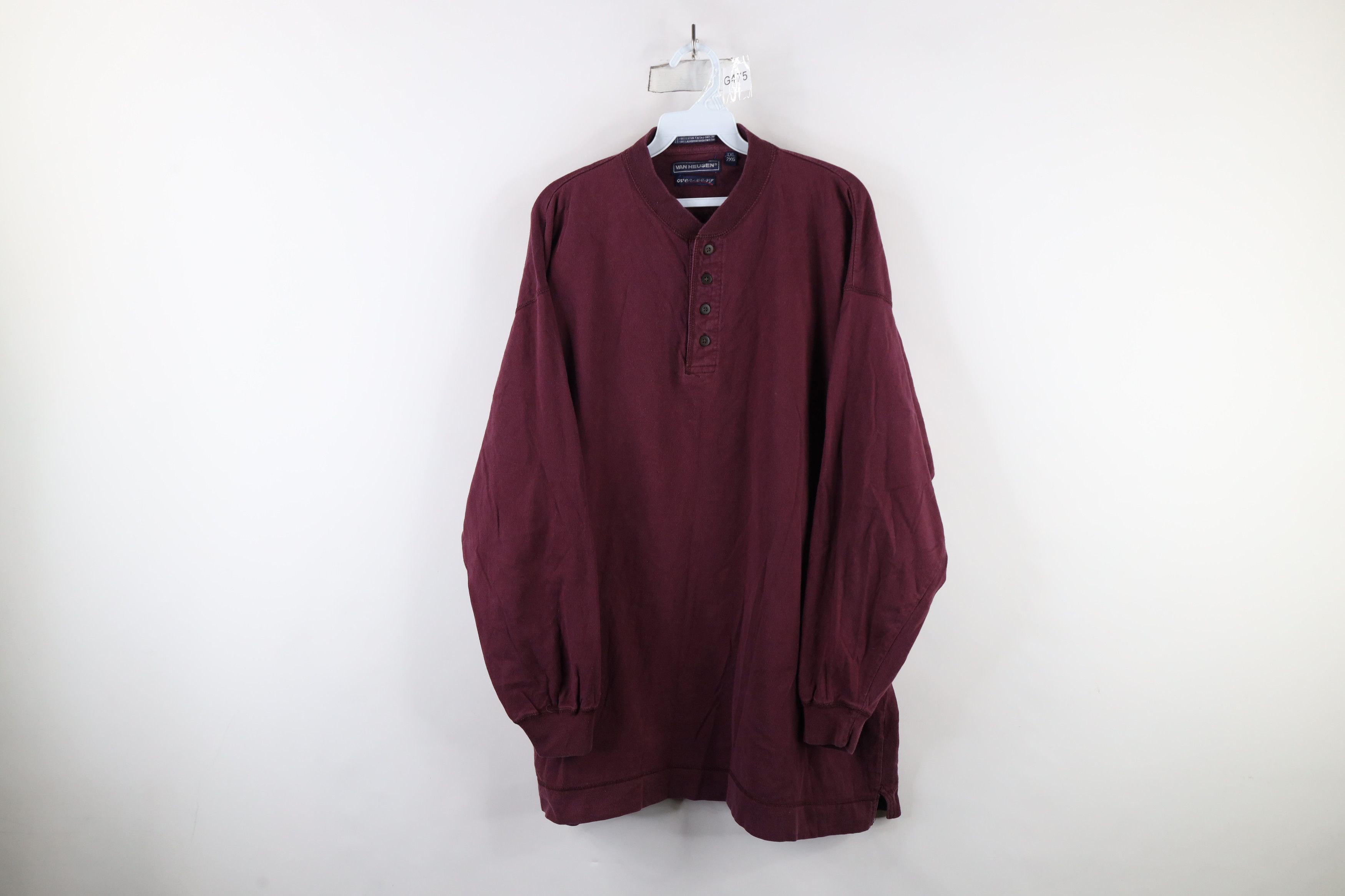 Vintage Vintage 90s Streetwear Long Sleeve Henley T-Shirt Maroon Size US XXL / EU 58 / 5 - 1 Thumbnail