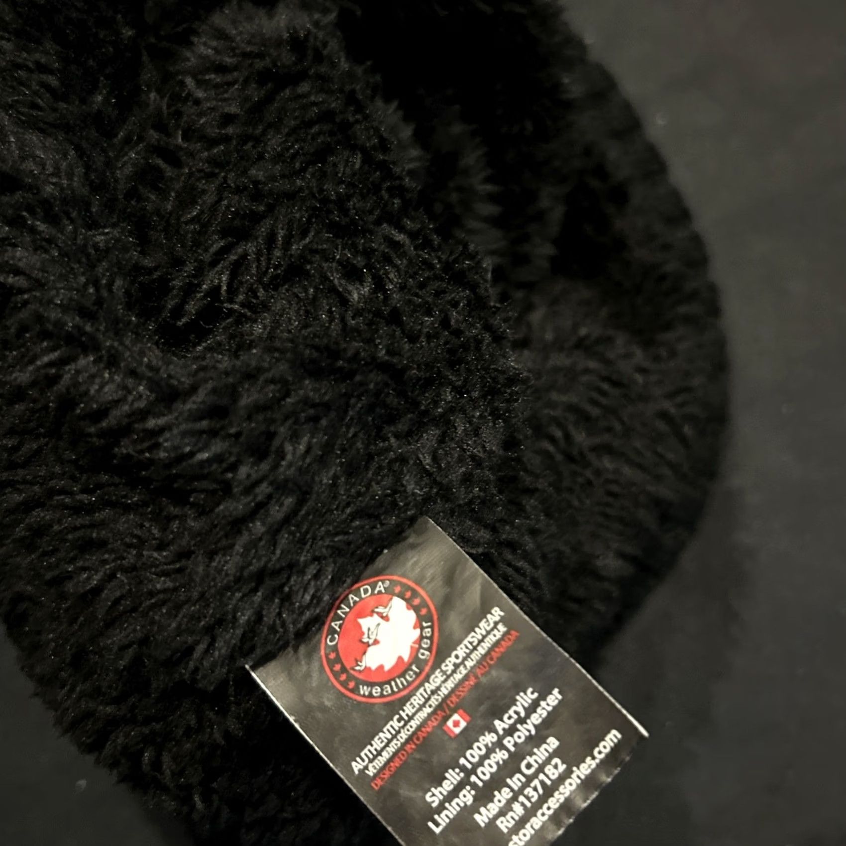 Vintage Canada Weather Gear Pom Hat Women Black Fleece Lined Cable Knit Size ONE SIZE - 2 Thumbnail