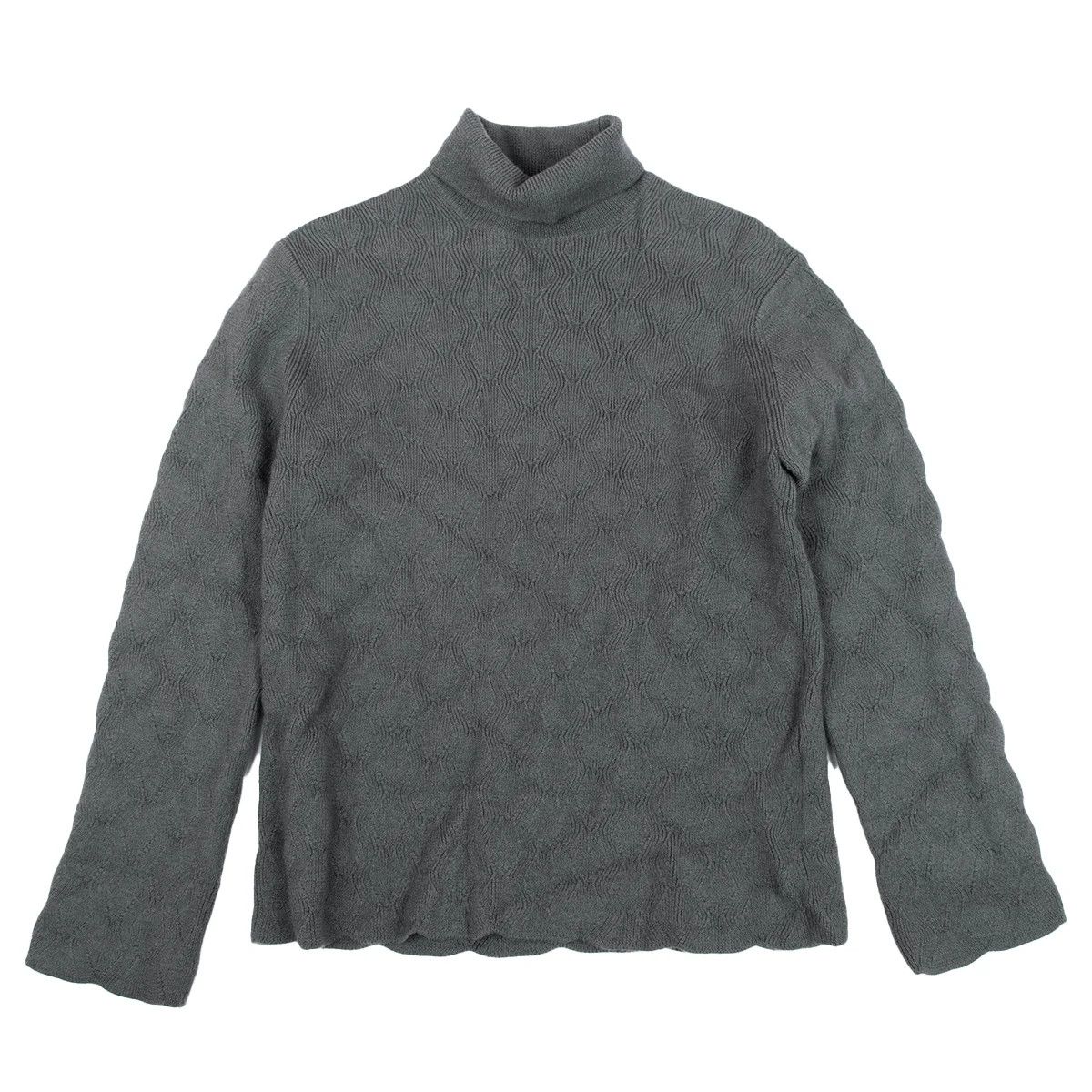 Comme des Garcons Homme Plus Wool Zigzag Knit Turtleneck Sweater in Gray Size M Size US M / EU 48-50 / 2 - 1 Thumbnail