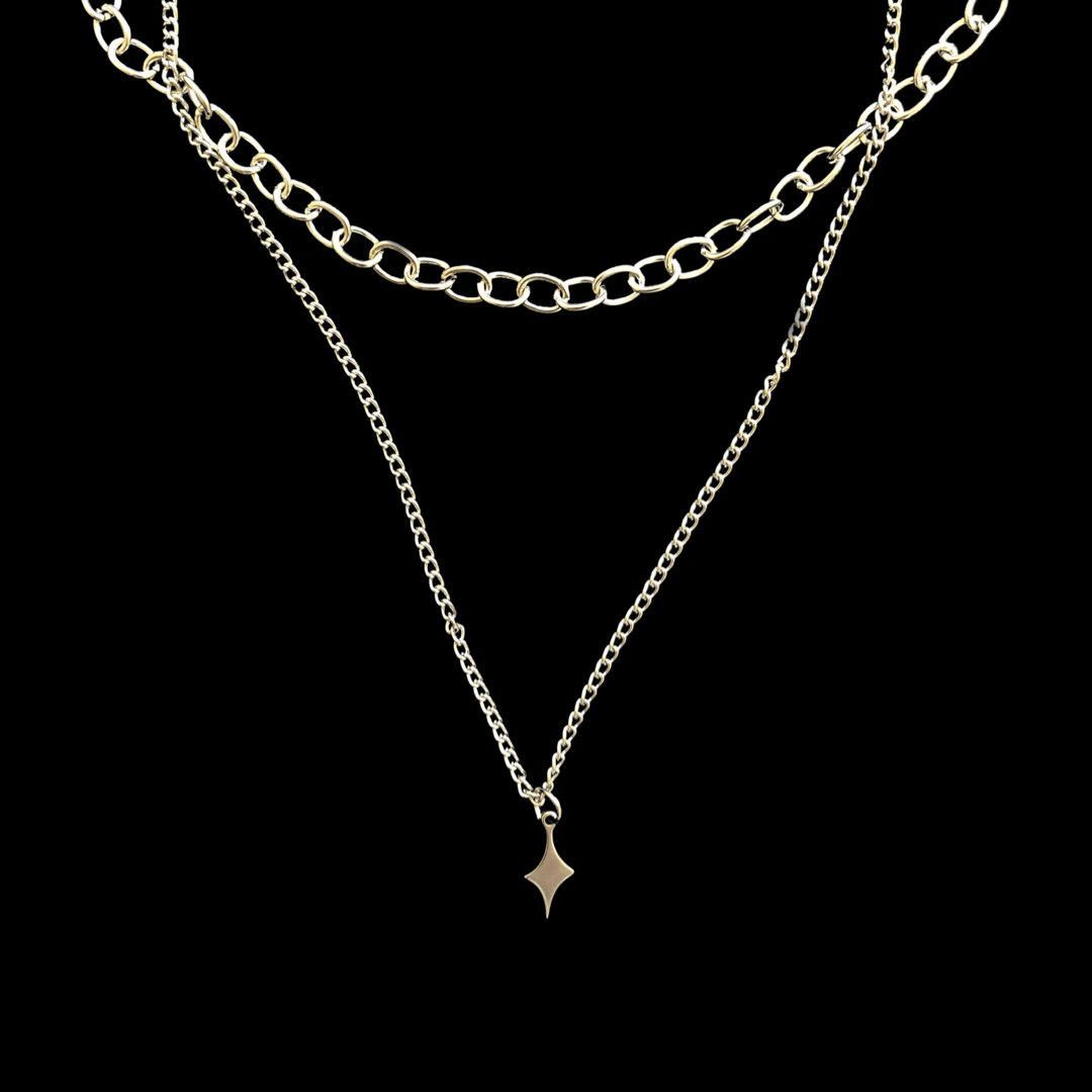 Jewelry Star Chain Necklace Punk Gothic Chrome Rock Size ONE SIZE - 3 Thumbnail