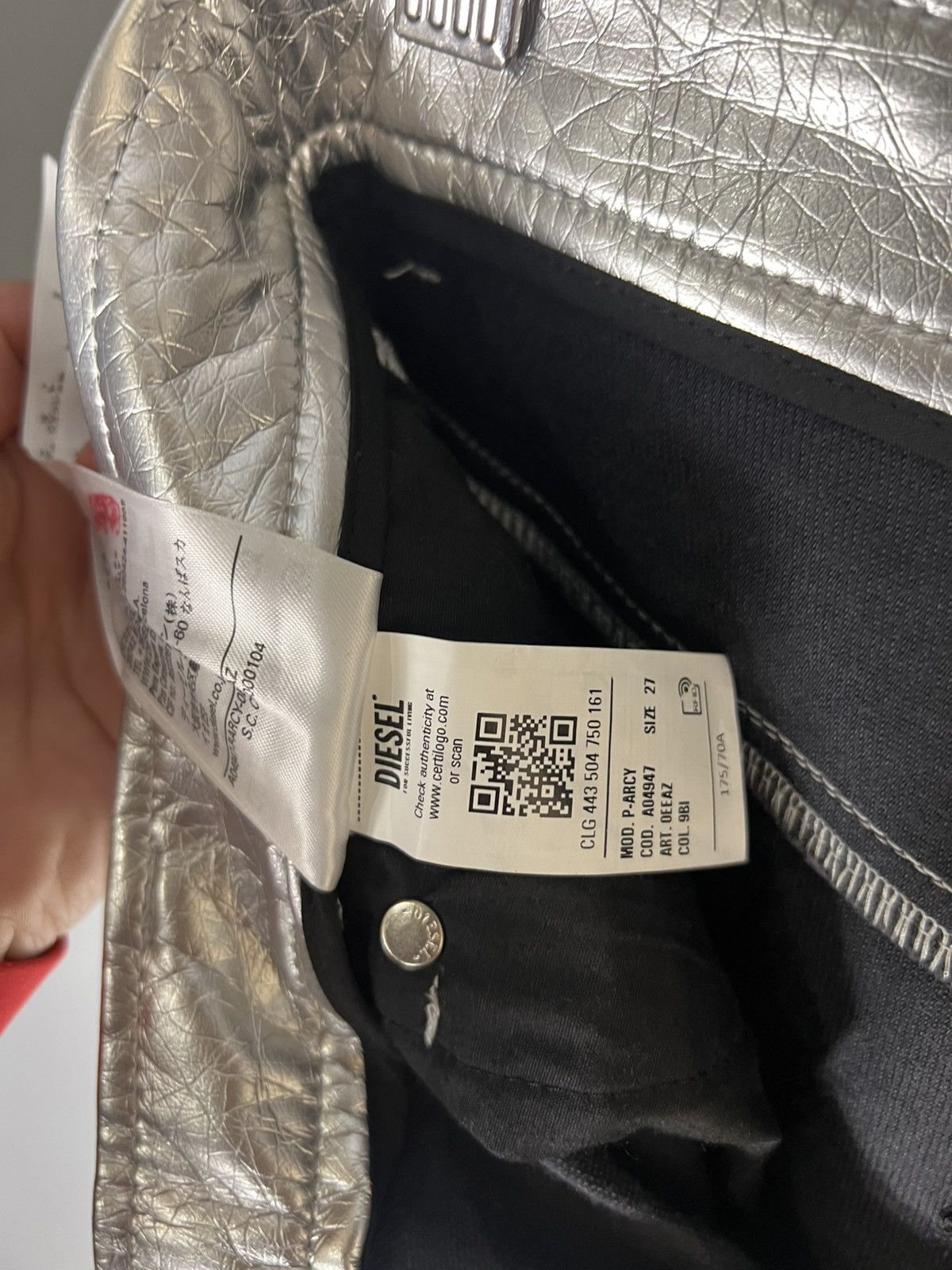 Diesel Black Gold VERY RARE DIESEL P-ARCY SILVER METAL DESIGNER PANTS LUXURY Size 27" / US 4 / IT 40 - 17 Thumbnail