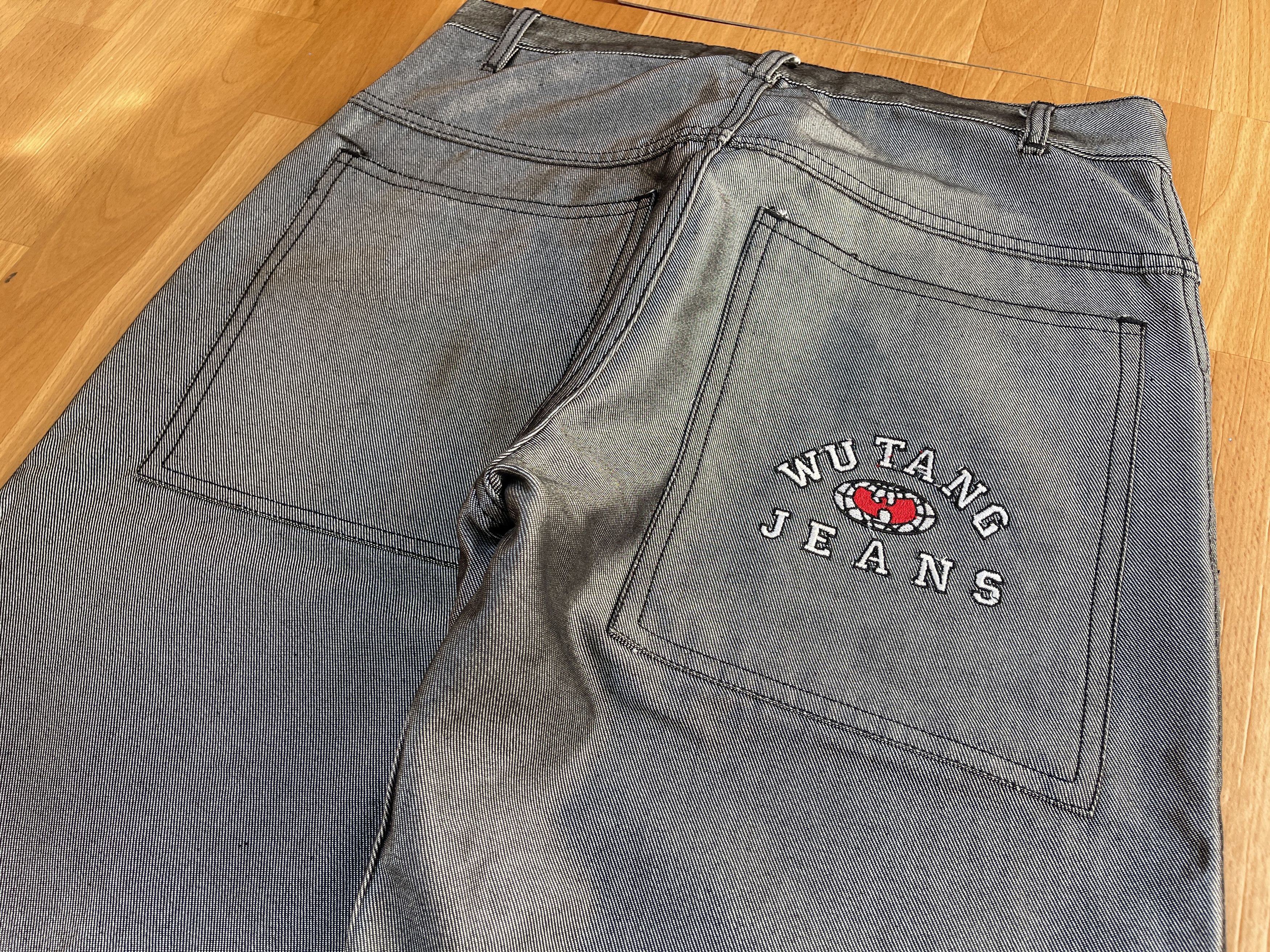 Wu-Tang Clan Wu Wear jeans, shiny gray silver Wu-Tang Clan, 90s baggy 34 Size US 34 / EU 50 - 6 Thumbnail