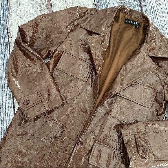 Lioness LIONESS Faux Patent Leather Trench Jacket Size XXS / US 00 / IT 34 - 3 Thumbnail