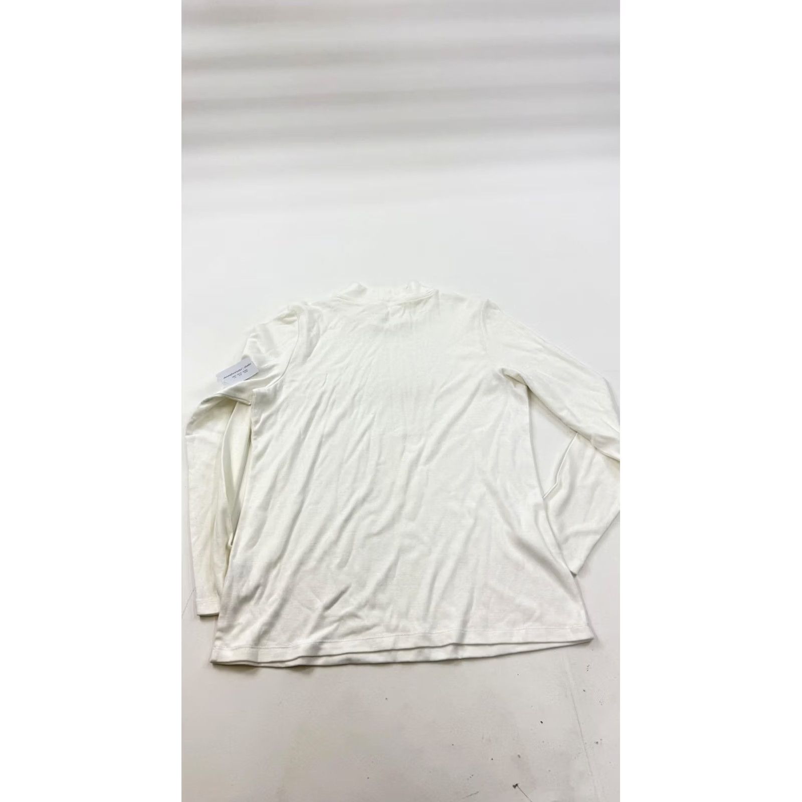 Vintage CJ Banks Shirt Womens Large White Cotton Mock Neck Long Sleeve Basic Tee Top Size L / US 10 / IT 46 - 5 Thumbnail