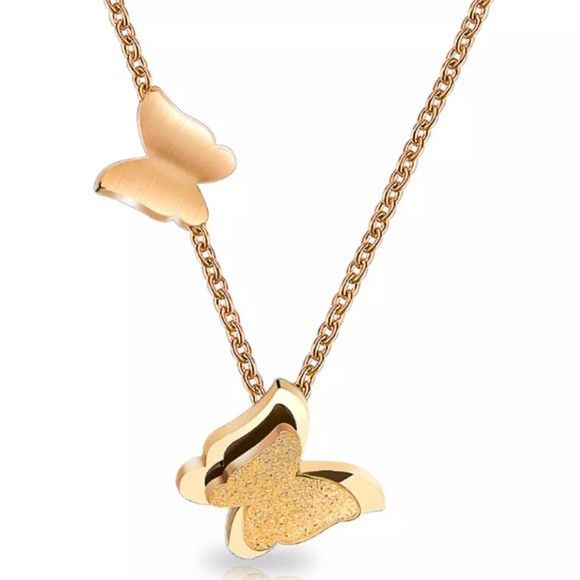 The Unbranded Brand Women Stainless Steel Butterfly Pendant Necklace Size ONE SIZE - 1 Thumbnail