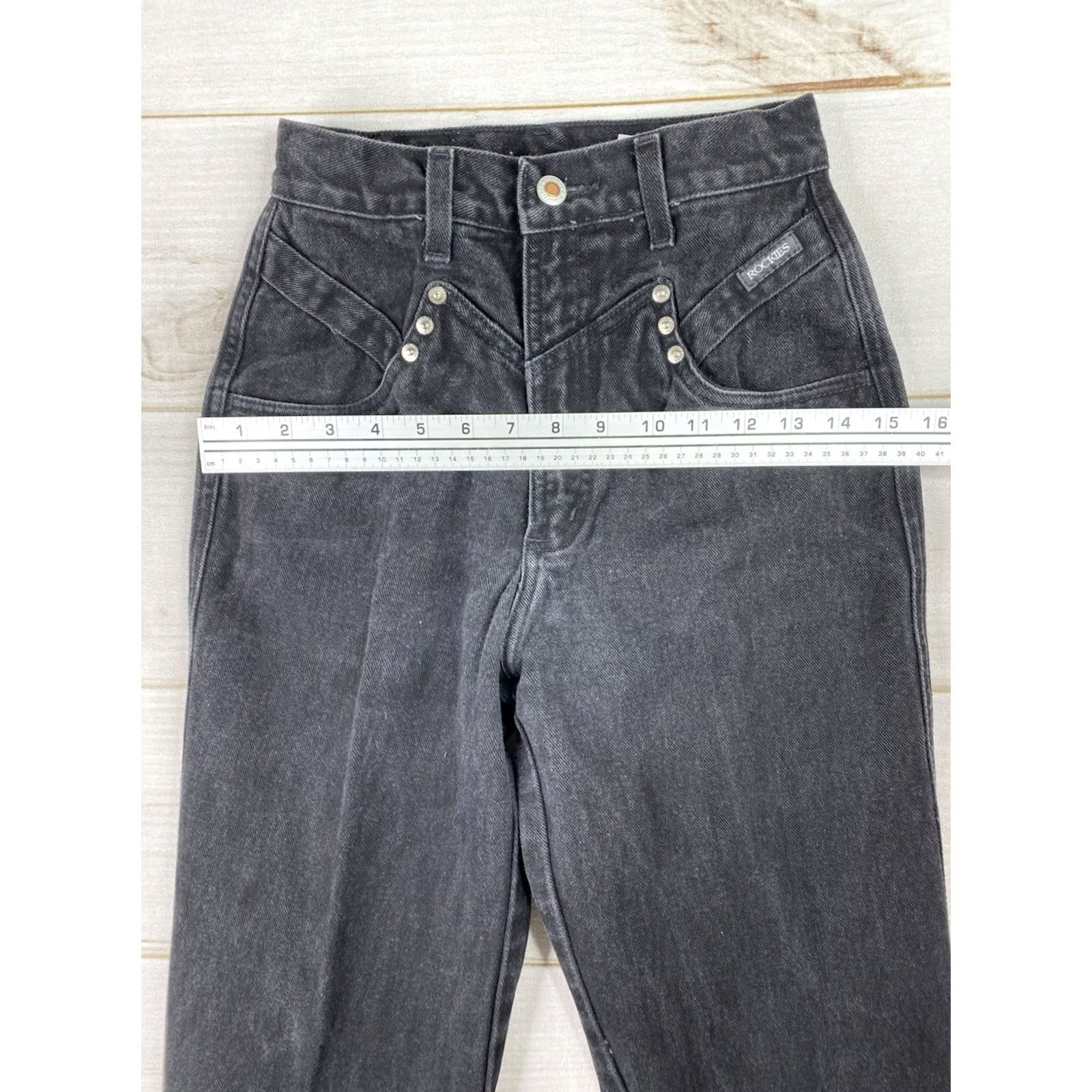 Vintage Vtg Rockies Jeans Womens 26/3 Black Rivets Bareback Riding High Rise Cowgirl 90s Size 26" / US 2 / IT 38 - 4 Thumbnail