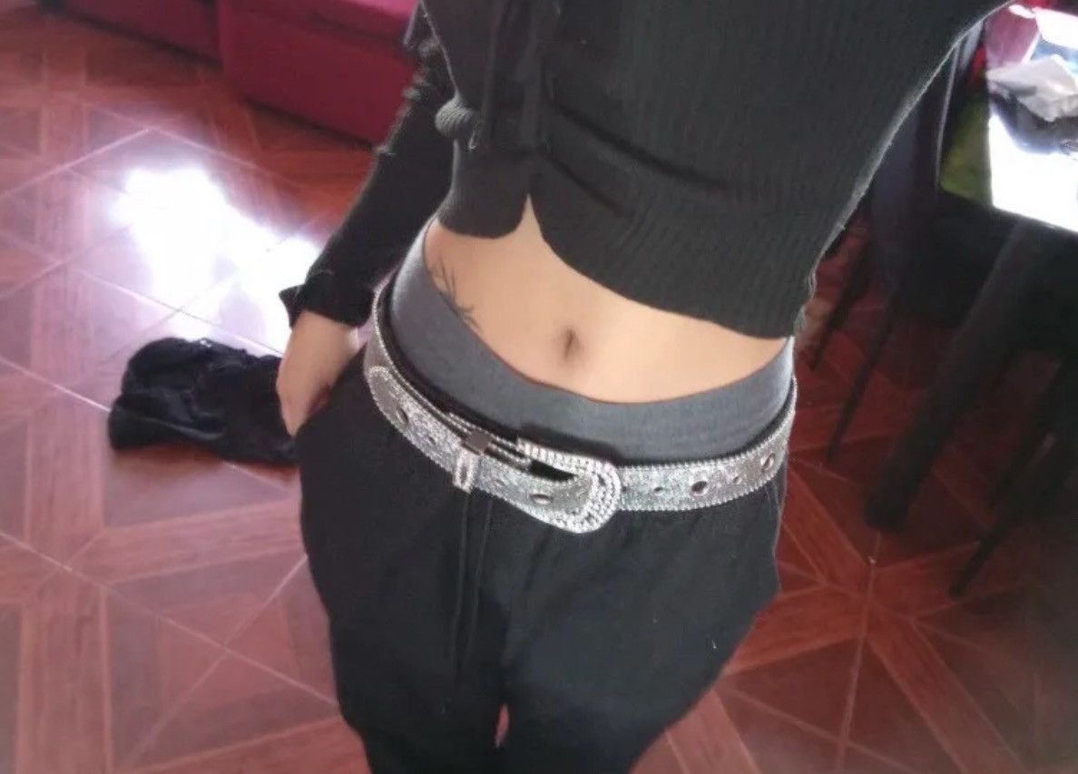 Leather Rhinestone PU Leather Belt Size ONE SIZE - 5 Thumbnail