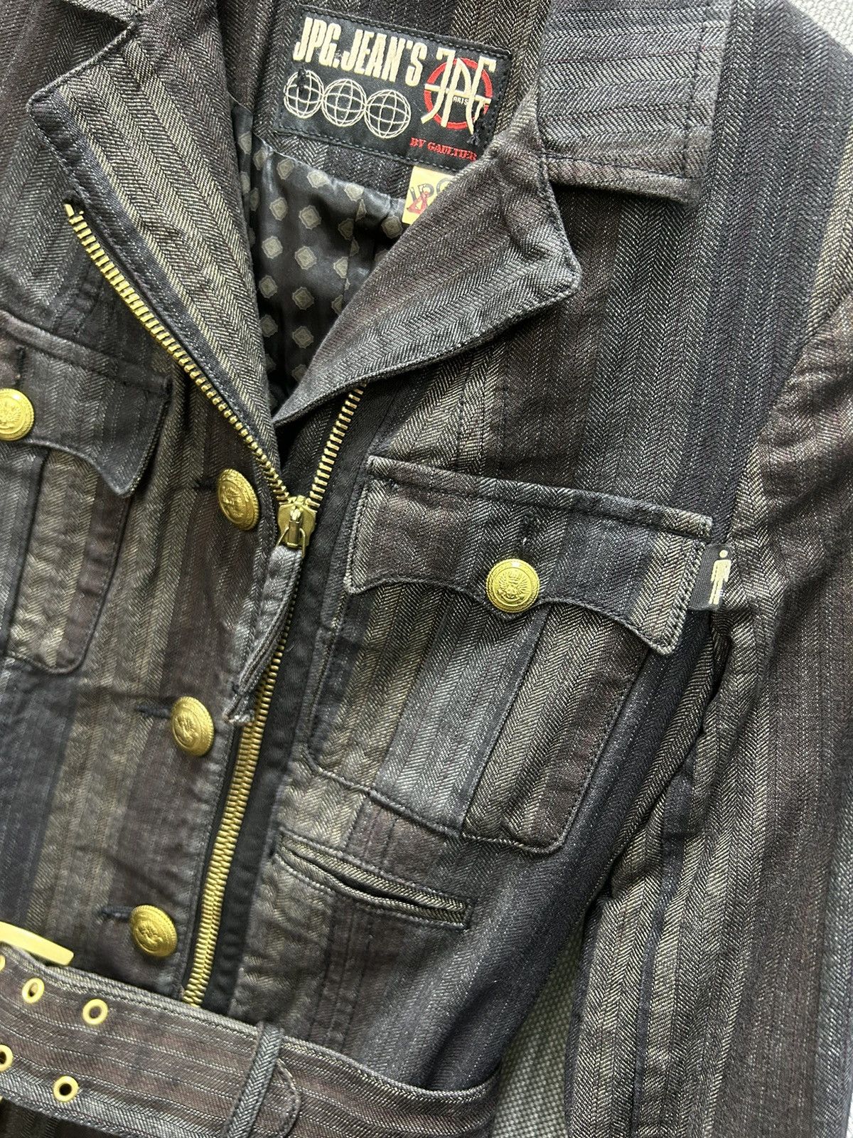 Jean Paul Gaultier Archive Jean Paul Gaultier Denim Striped Zip Jacket Size S / US 4 / IT 40 - 5 Thumbnail