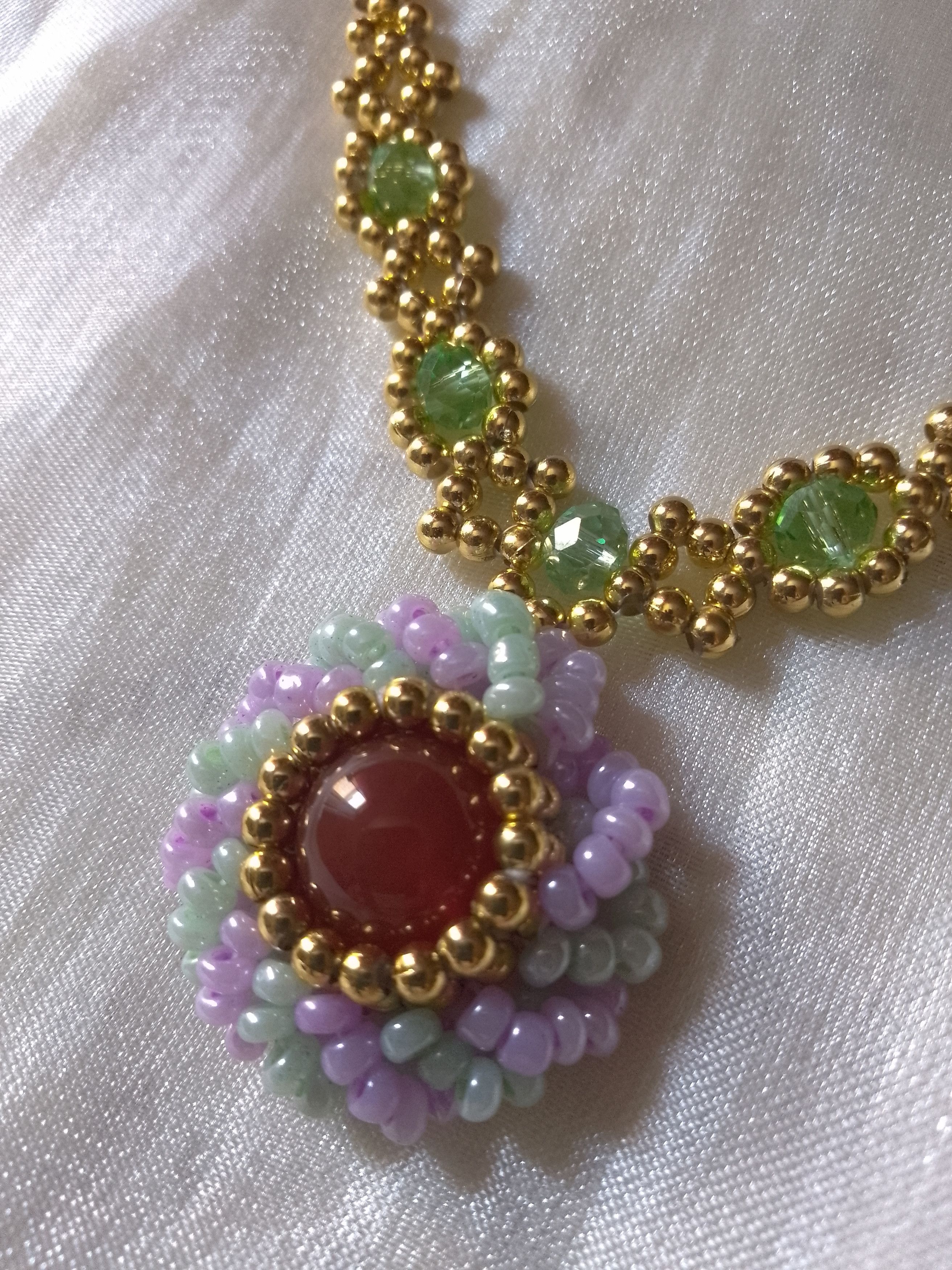 Handmade Necklace Pendant red carnelian gemstones vintage style Size ONE SIZE - 7 Thumbnail
