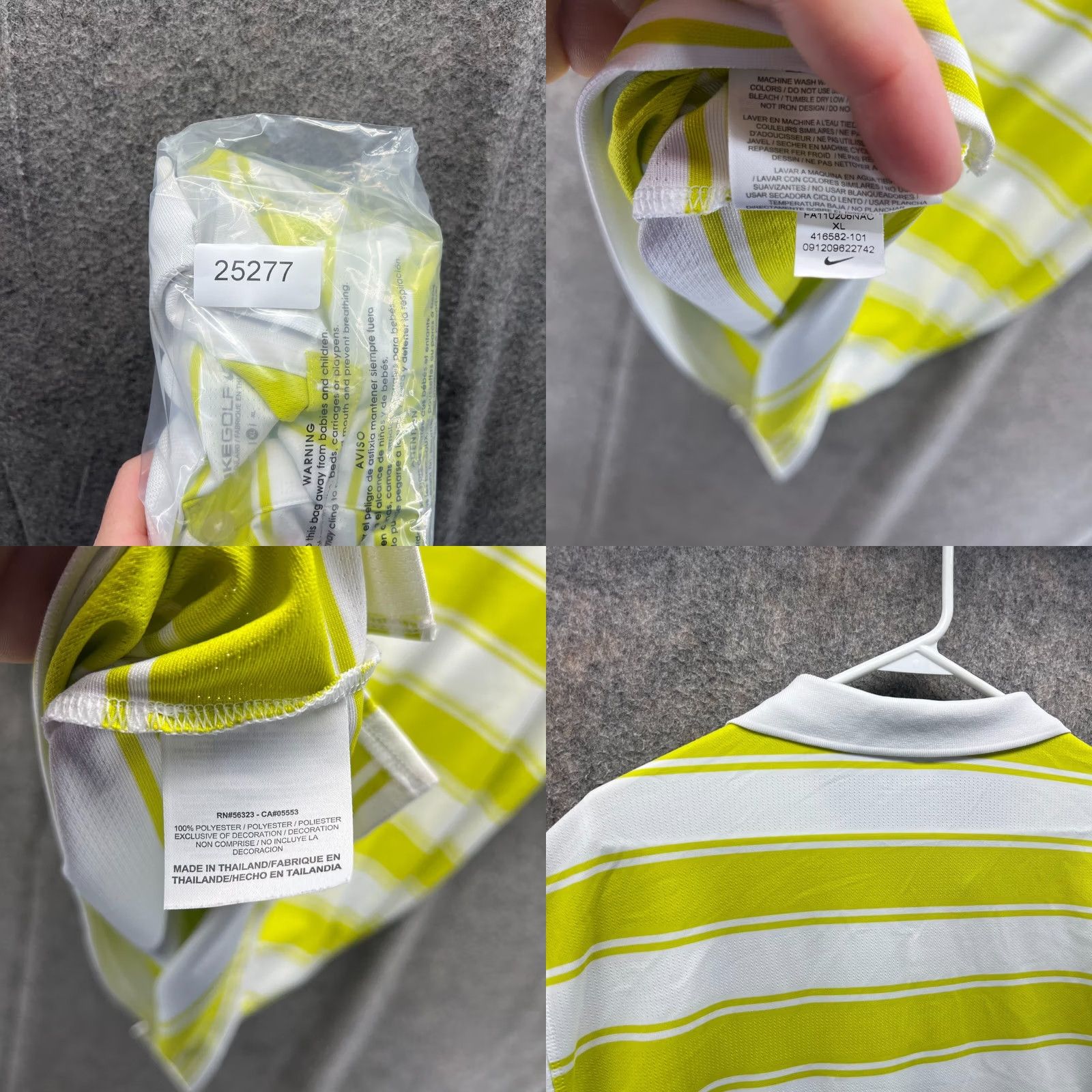 Nike VINTAGE Nike Polo Shirt Men XL White Green Striped Dri-Fit Performance Golf Nike Dri-FIT Shirt Boys Size US XL / EU 56 / 4 - 8 Thumbnail