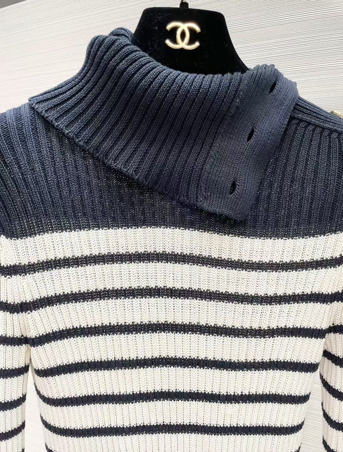 Dior Dior Classic Blue & White Striped Turtleneck Knit Top J33 Size XS / US 0-2 / IT 36-38 - 3 Thumbnail