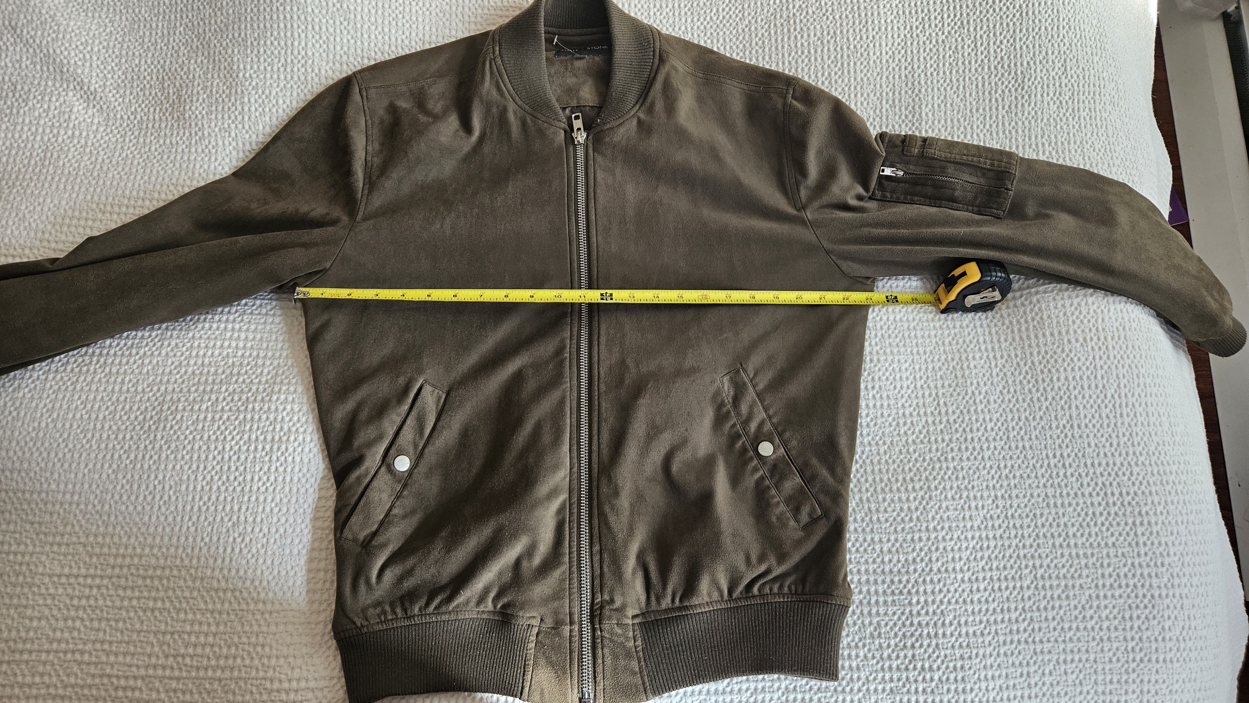 Other Slate & Stone Men's Green Faux Suede bomber jacket Size US XL / EU 56 / 4 - 6 Thumbnail