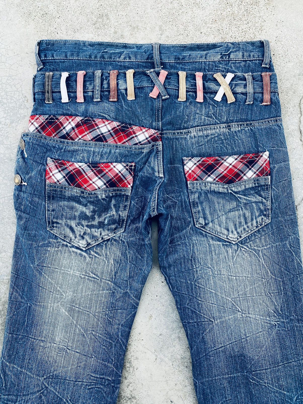 Vintage Vintage Roddle Double Waist Flared Distressed Denim Size US 35 - 4 Thumbnail