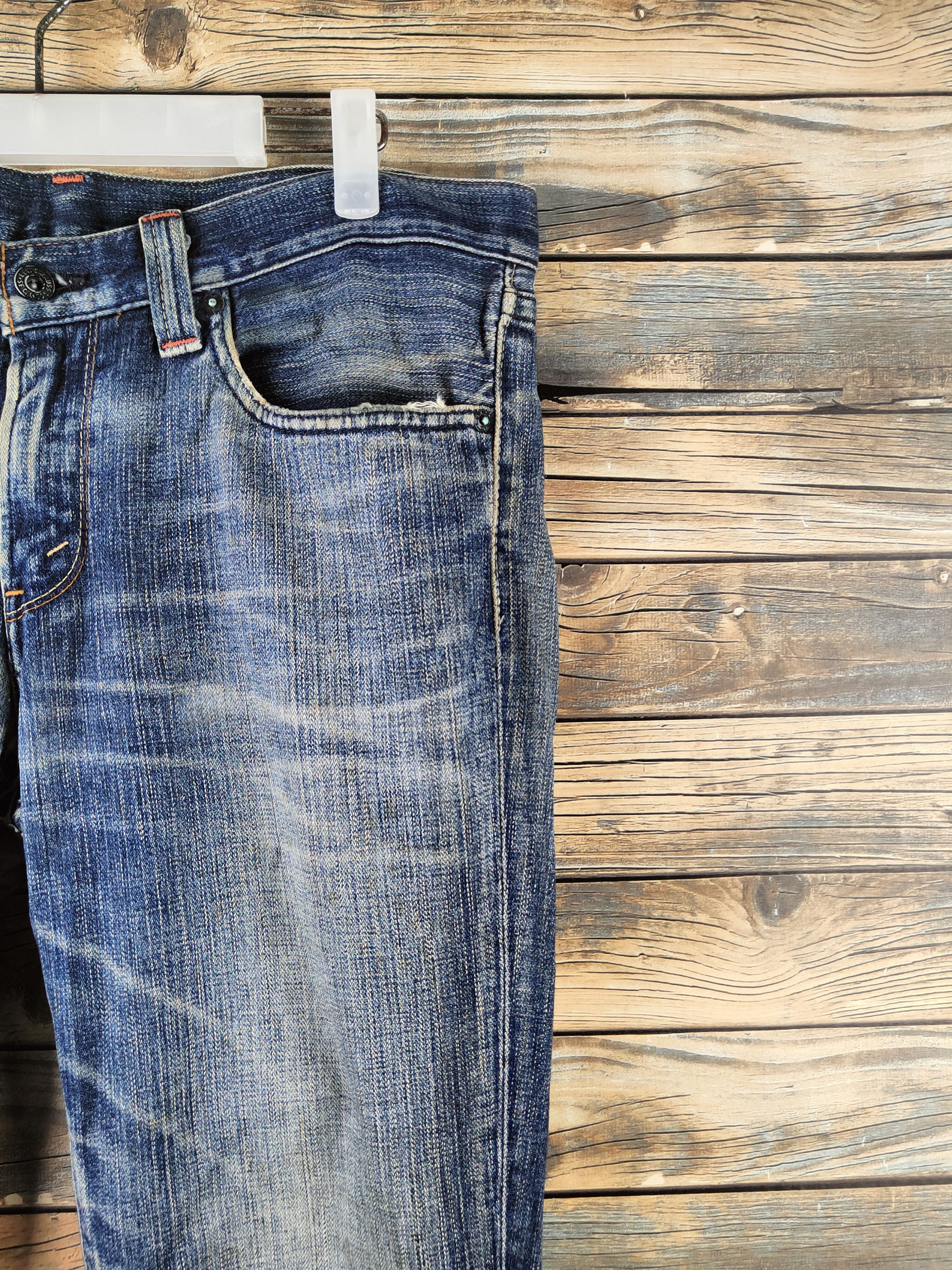 Levi's DL Levi's Dark Blue Distressed Ripped Jeans #46-823 Size US 33 - 5 Thumbnail
