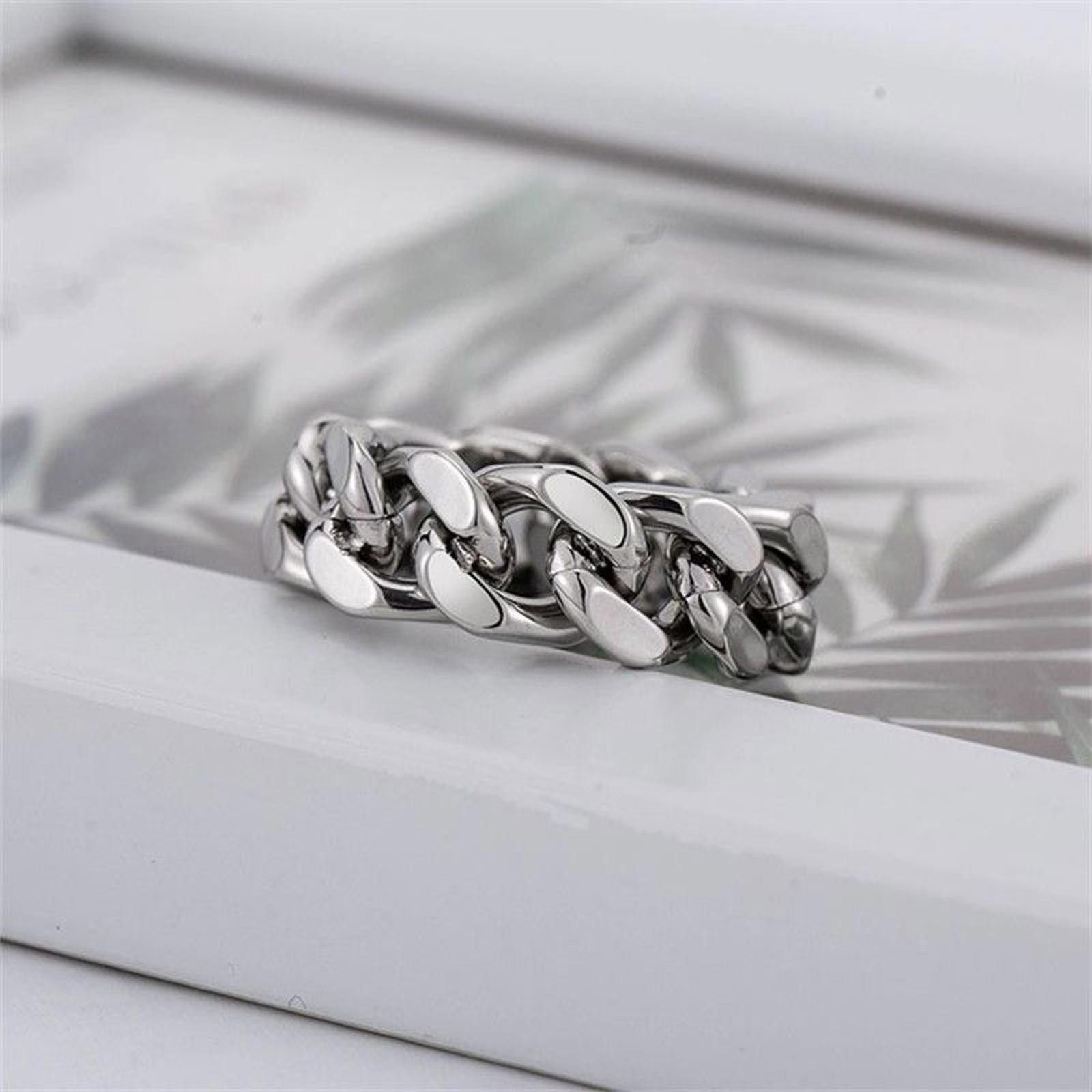 Jewelry Cuban Link Ring, Hollow Ring Size ONE SIZE - 3 Thumbnail