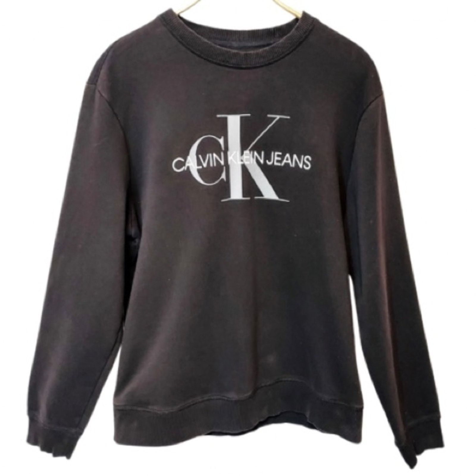 Calvin Klein Calvin Klein Black Gray Monogram Crewneck Sweatshirt Sweater Size US L / EU 52-54 / 3 - 1 Thumbnail