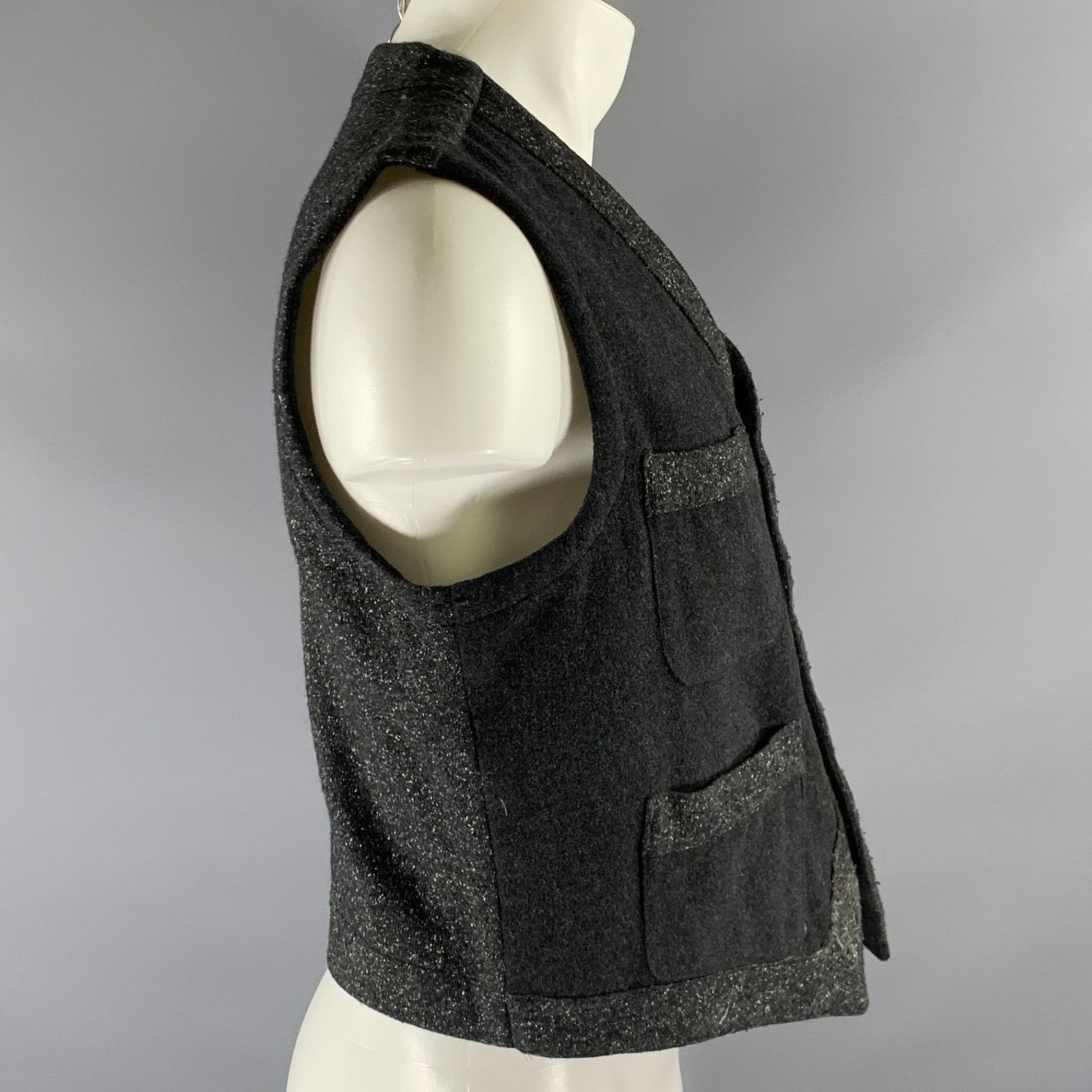 Giorgio Armani GIORGIO ARMANI Grey Heather Wool Blend Patchpocket Vest Size 40R - 3 Thumbnail