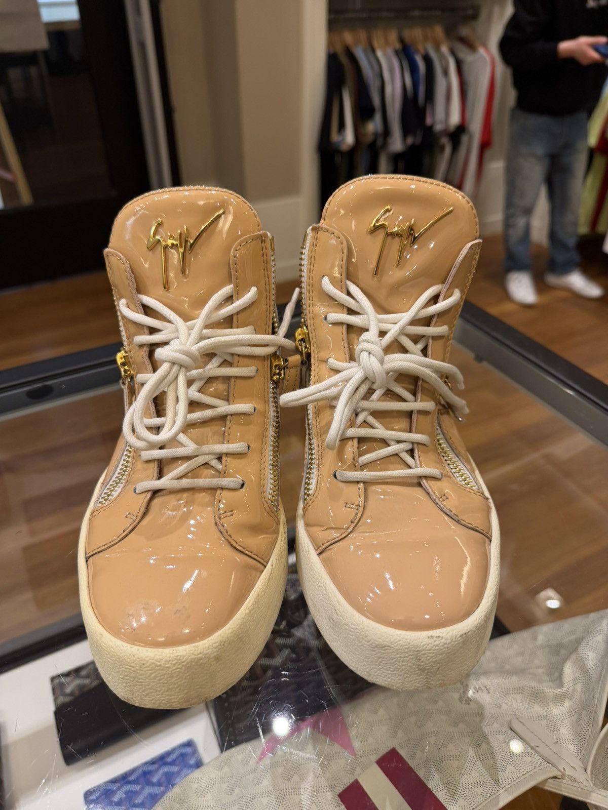 Giuseppe Zanotti Giuseppe Zanotti Patent Leather Zipper Sneaker - Tan Size US 7 / EU 40 - 5 Thumbnail