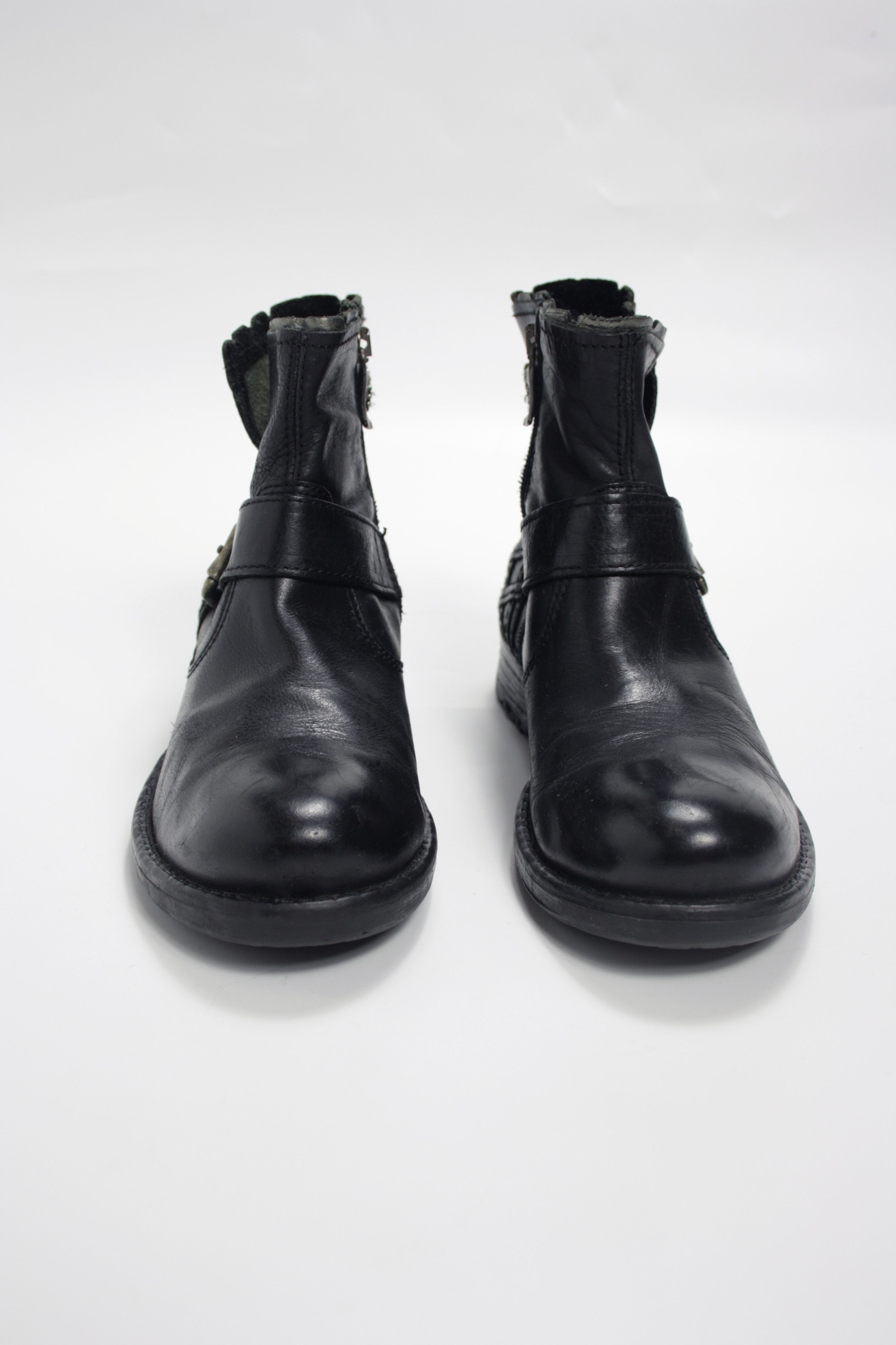 Replay × Vintage Replay Y2K Leather Buckle Strap Zip Ankle Boots Shoes Size US 7 / IT 37 - 2 Thumbnail