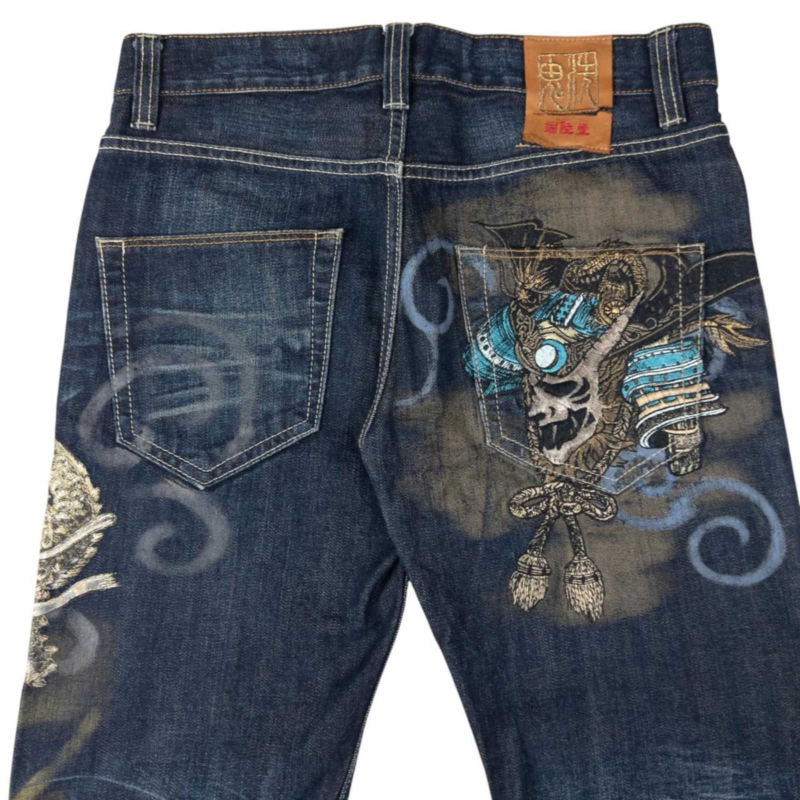 Dries Van Noten Vintage Oniarai Embroidered Dragon Monster Jeans Size W31 Size US 31 - 1 Thumbnail