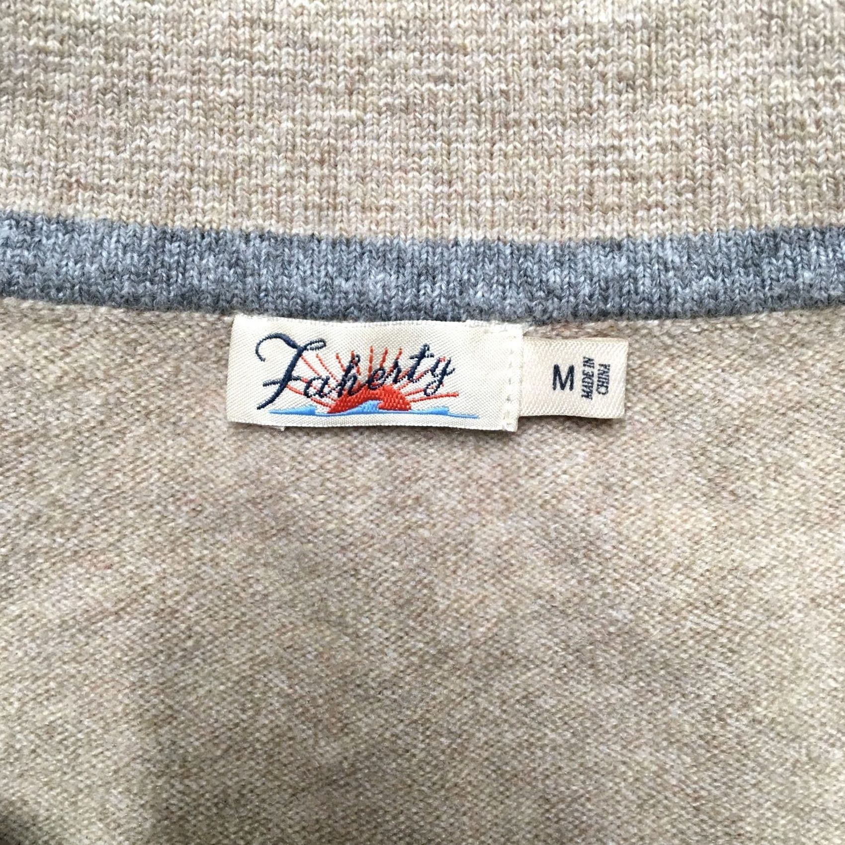 Faherty Faherty Sweater Polo Womens M Oatmeal Beige Collared V Neck Pullover Knit Cotton Blend Long Sleeve Modern Classic Preppy Womens Size M / US 6-8 / IT 42-44 - 4 Thumbnail