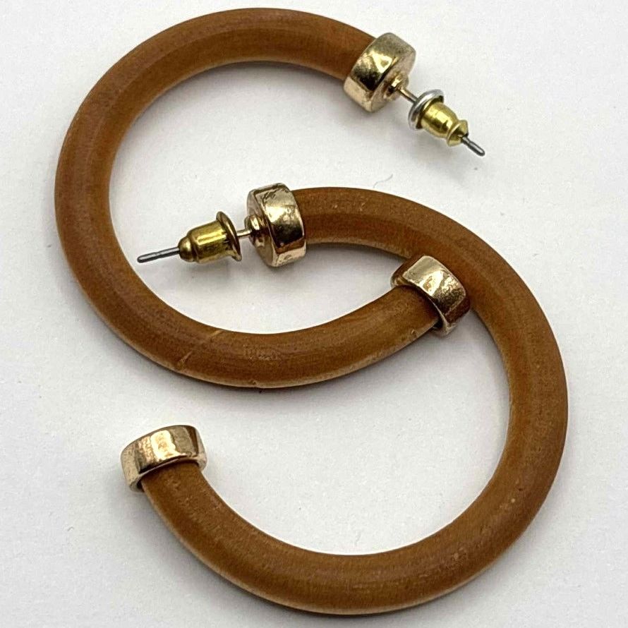 Other Gold & Brown Wood Earrings Size ONE SIZE - 3 Thumbnail