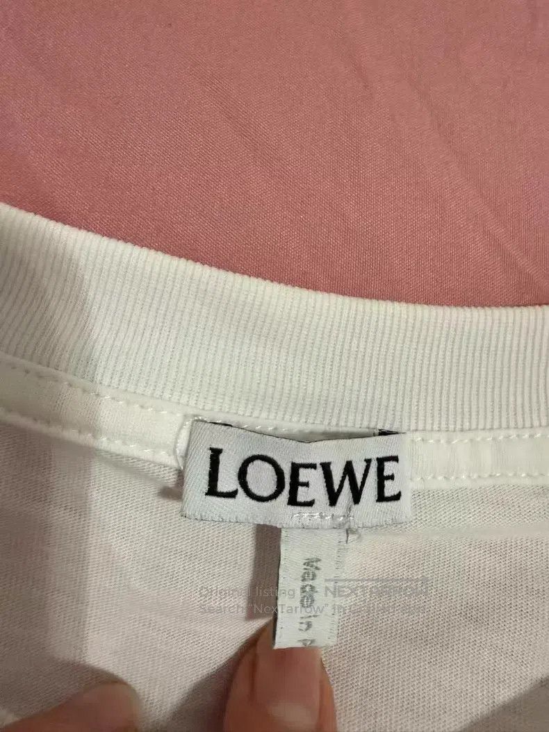 Loewe Loewe Neon Pink Logo Embroidered Short Sleeve T-Shirt, Whi Size L / US 10 / IT 46 - 3 Thumbnail