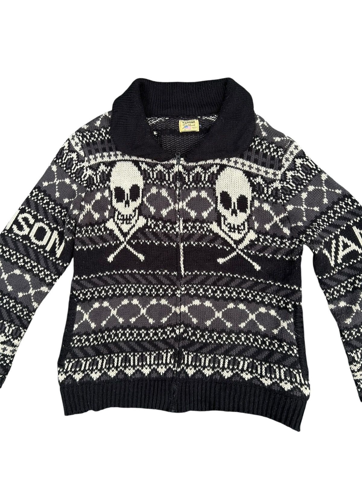 Vanson Leathers Vintage Vanson Skull Knit Sweater Zipper Size US L / EU 52-54 / 3 - 2 Thumbnail