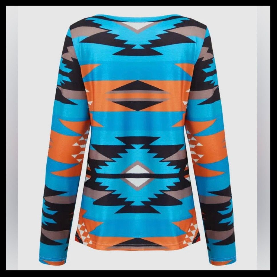 Other Geometric Print Cross-Front V-Neck Long Sleeve Shirt Size L / US 10 / IT 46 - 1 Thumbnail