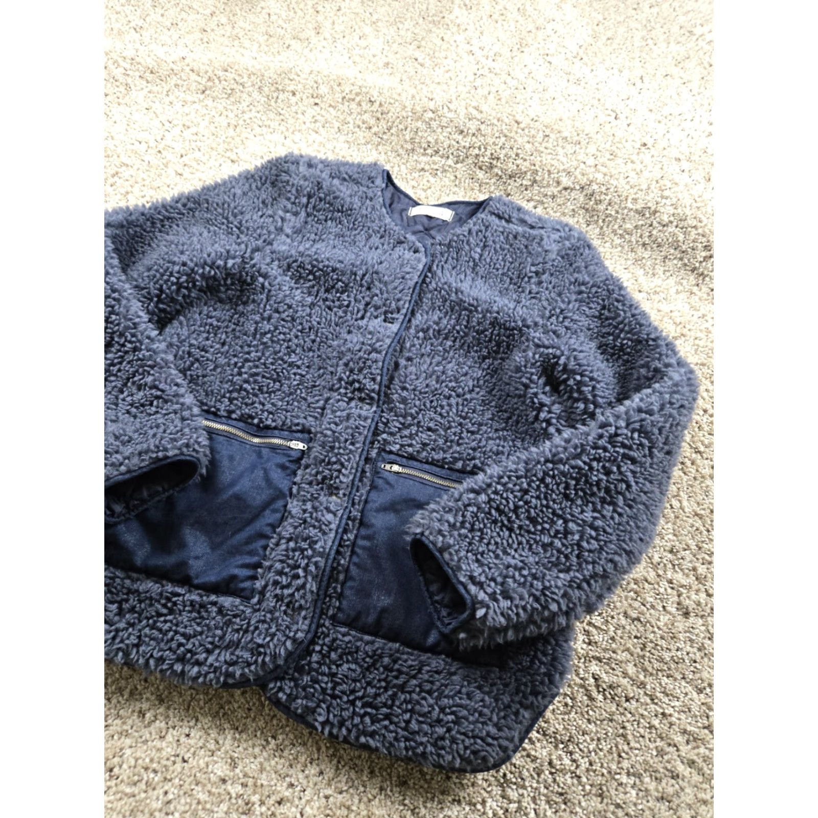 Madewell Madewell Jacket Womens XS Blue Faux Sherling Snap Front Long Sleeve Pockets Size XS / US 0-2 / IT 36-38 - 2 Thumbnail