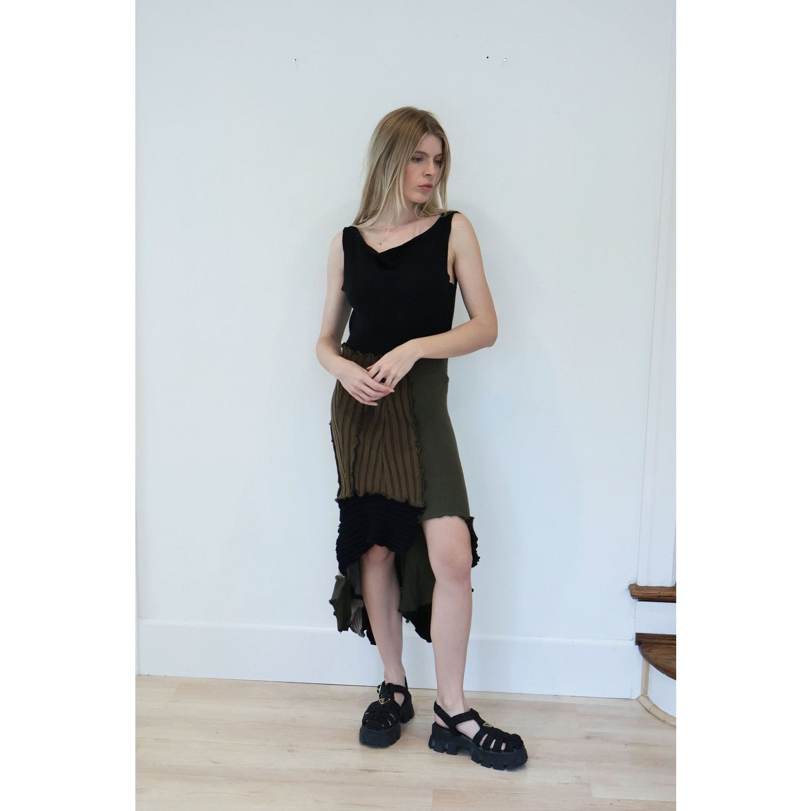 Vintage Y2K Handmade Knit Patchwork Asymmetrical Maxi Size M / US 6-8 / IT 42-44 - 1 Thumbnail
