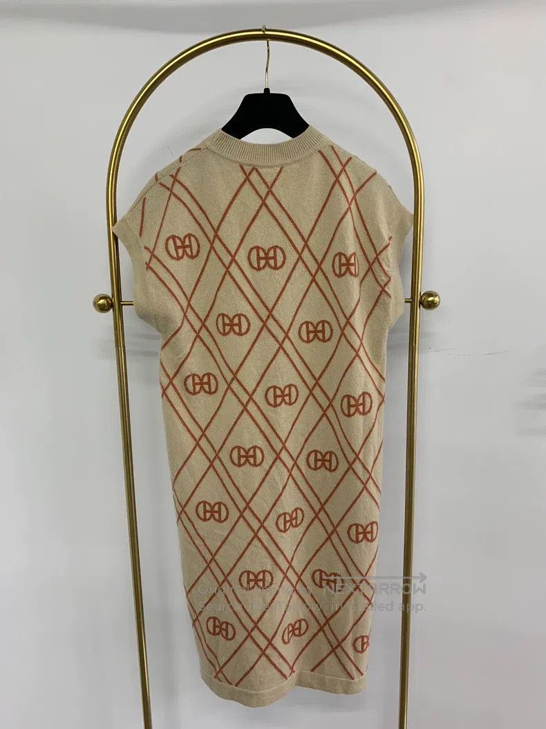 Hermes Hermes Beige printed knit cashmere wool dress Size XXS / US 00 / IT 34 - 3 Thumbnail