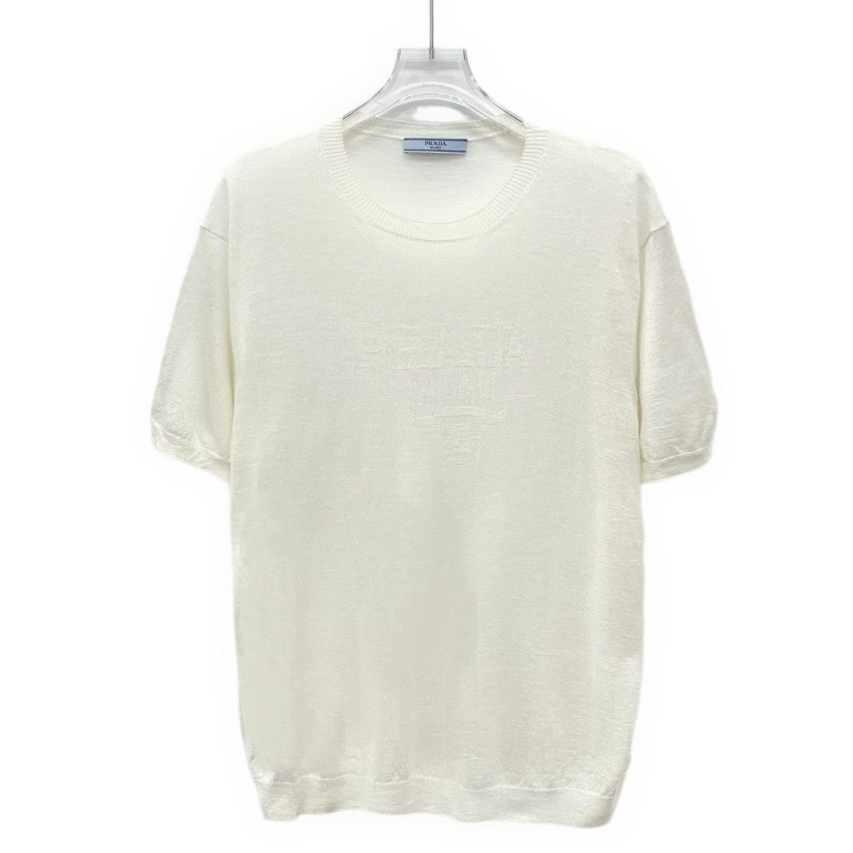 Prada Prada White Logo Letter Crew Neck Knit Short Sleeve K26WX Size S / US 4 / IT 40 - 1 Thumbnail