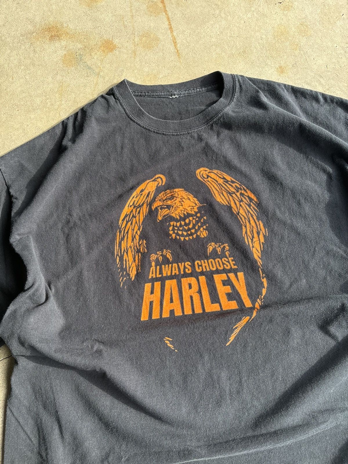 Harley Davidson × Vintage Crazy Faded Black Harley Davidson Eagle Boxy Essential Tee Size US XL / EU 56 / 4 - 3 Thumbnail