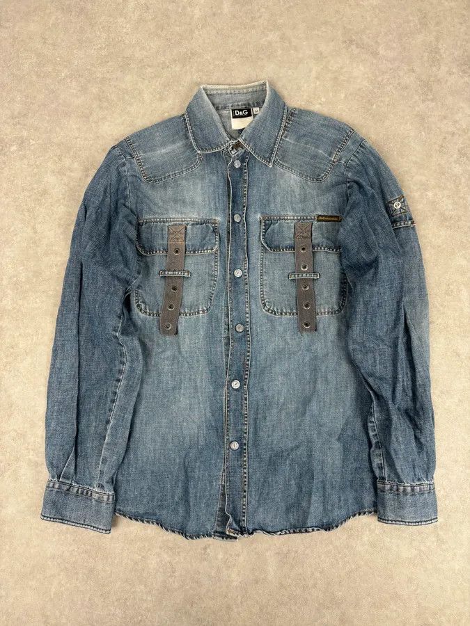 Dolce & Gabbana SS2004 Dolce & Gabbana Blue Bondage Cargo Denim Shirt Size US M / EU 48-50 / 2 - 1 Thumbnail