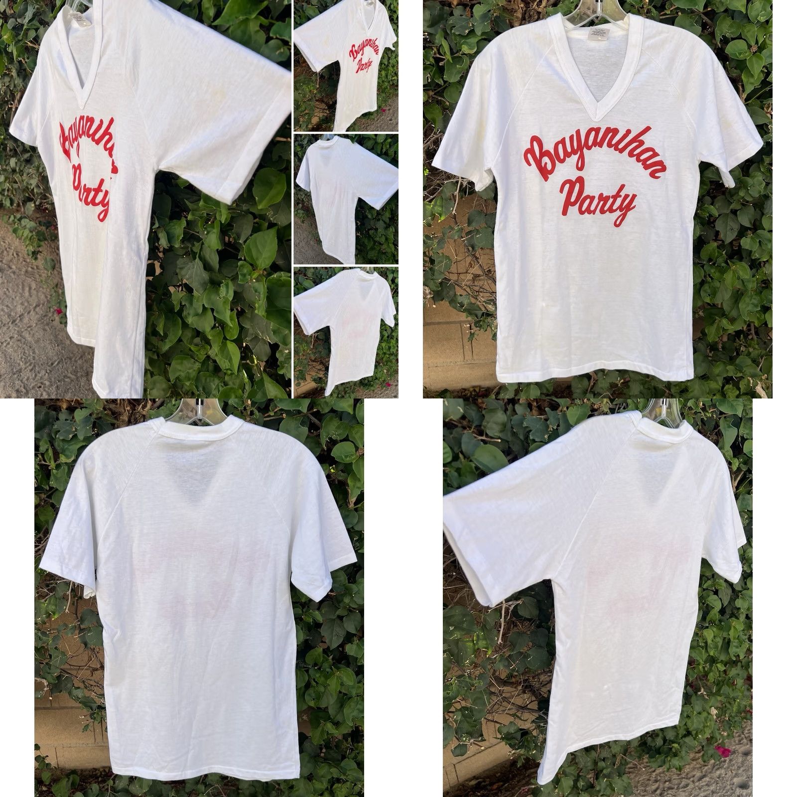 Vintage VINTAGE Bomark USA T-Shirt Men M White V Neck Red Script Graphic 50/50 Short Sleeve Shirt 1990s USA Theme Classic Fit Size US M / EU 48-50 / 2 - 9 Thumbnail