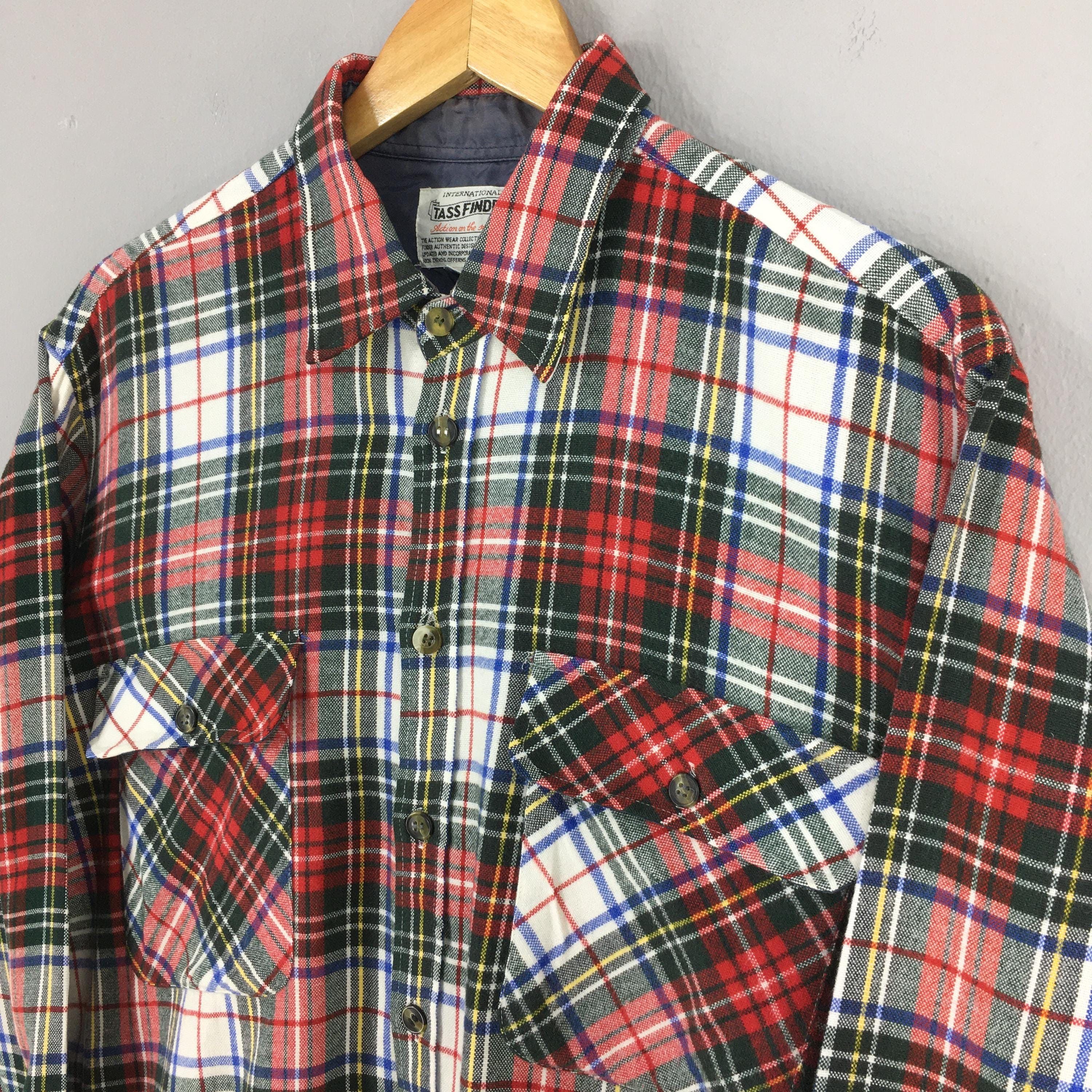 Flannel Vintage 1980s Tassfinder Checkered Plaid Flannel Shirt Large Size US L / EU 52-54 / 3 - 3 Thumbnail