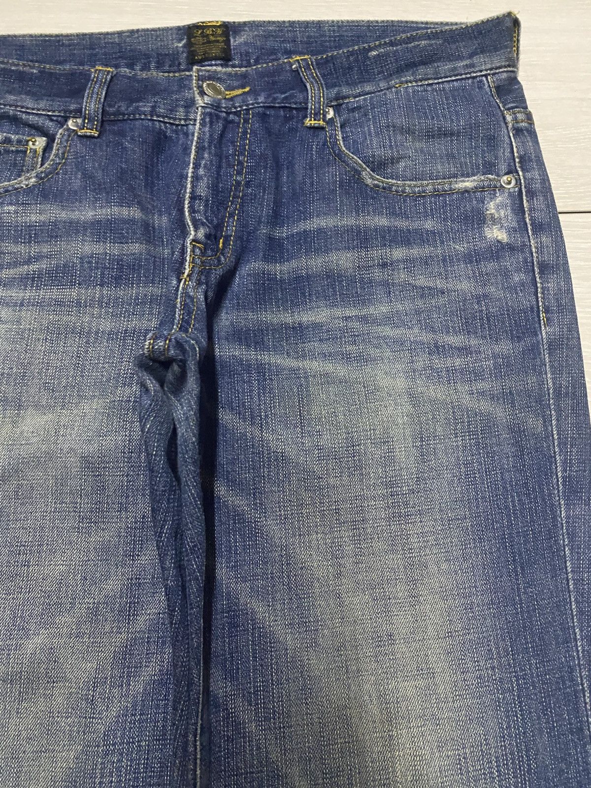 Le Grande Bleu (L.G.B.) Japanese L.B.H Vintage Blue Wash Spike Pocket Loose Jeans Size US 33 - 8 Thumbnail
