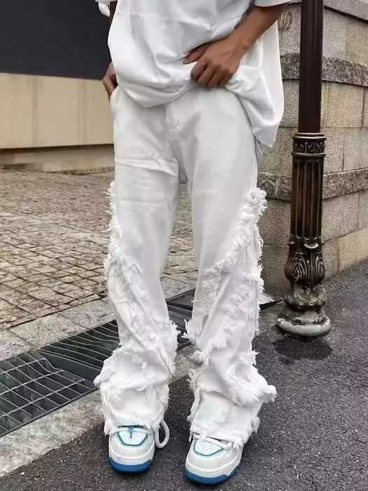 image of Damage Raw Street Jeans in White, Men's (Size 32)