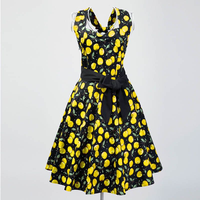 Other Cherry Print Vintage Style Backless Dress Size XL / US 12-14 / IT 48-50 - 1 Preview