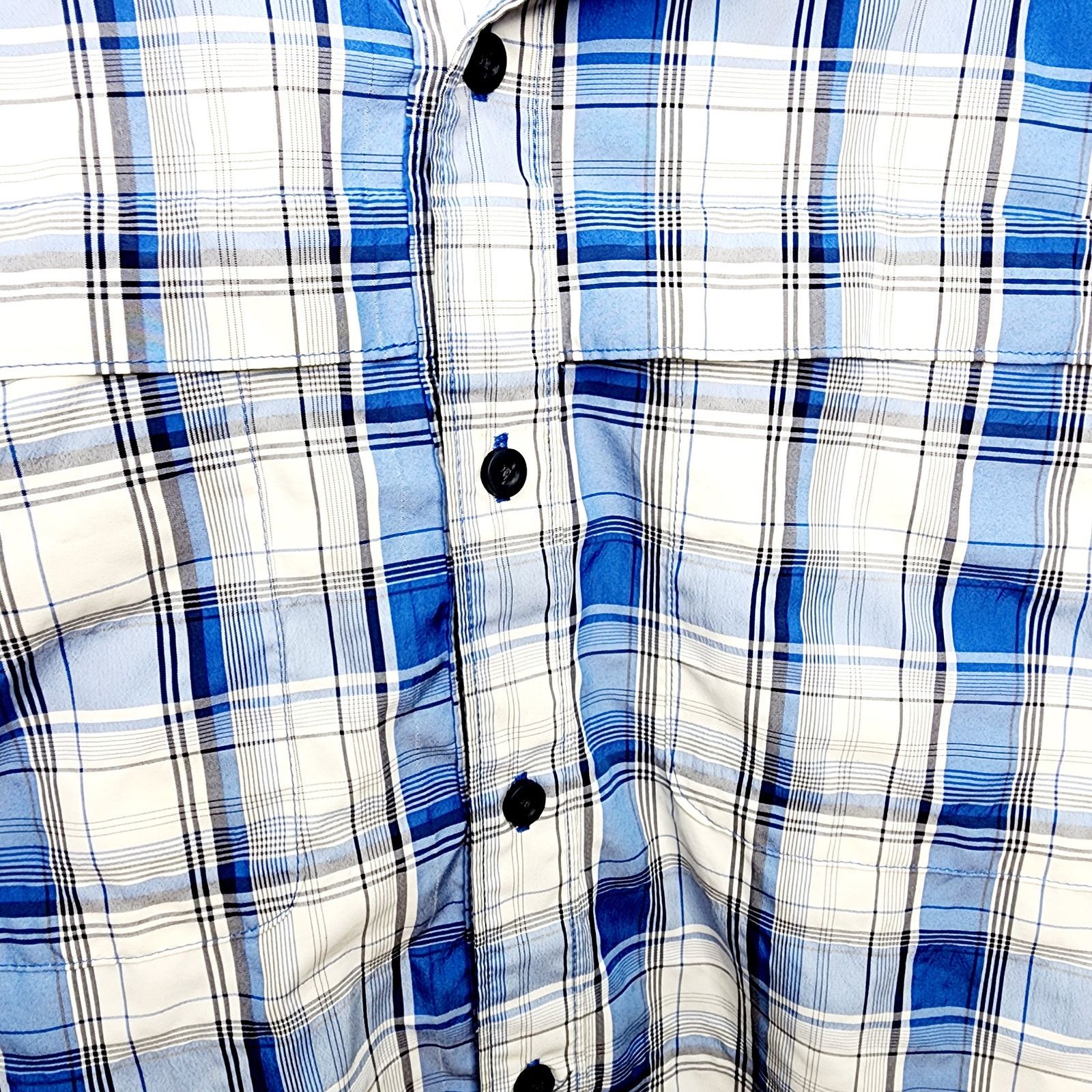Wrangler Wrangler Men's Blue Plaid Short Sleeve Button Front Shirt Size US XXL / EU 58 / 5 - 10 Thumbnail