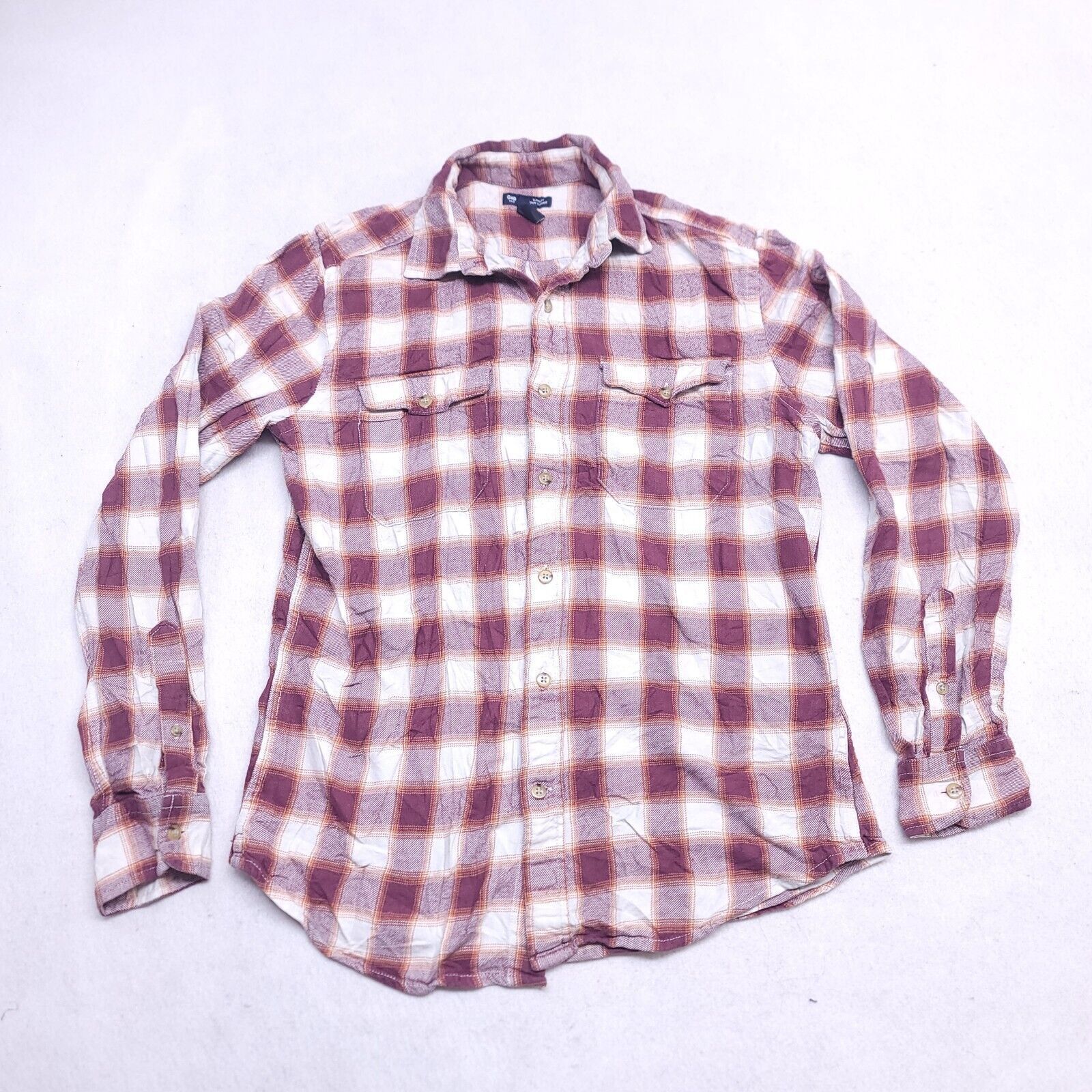 Gap Gap Tartan Flannel Shirt Mens Size Small S Maroon White Size US S / EU 44-46 / 1 - 2 Thumbnail