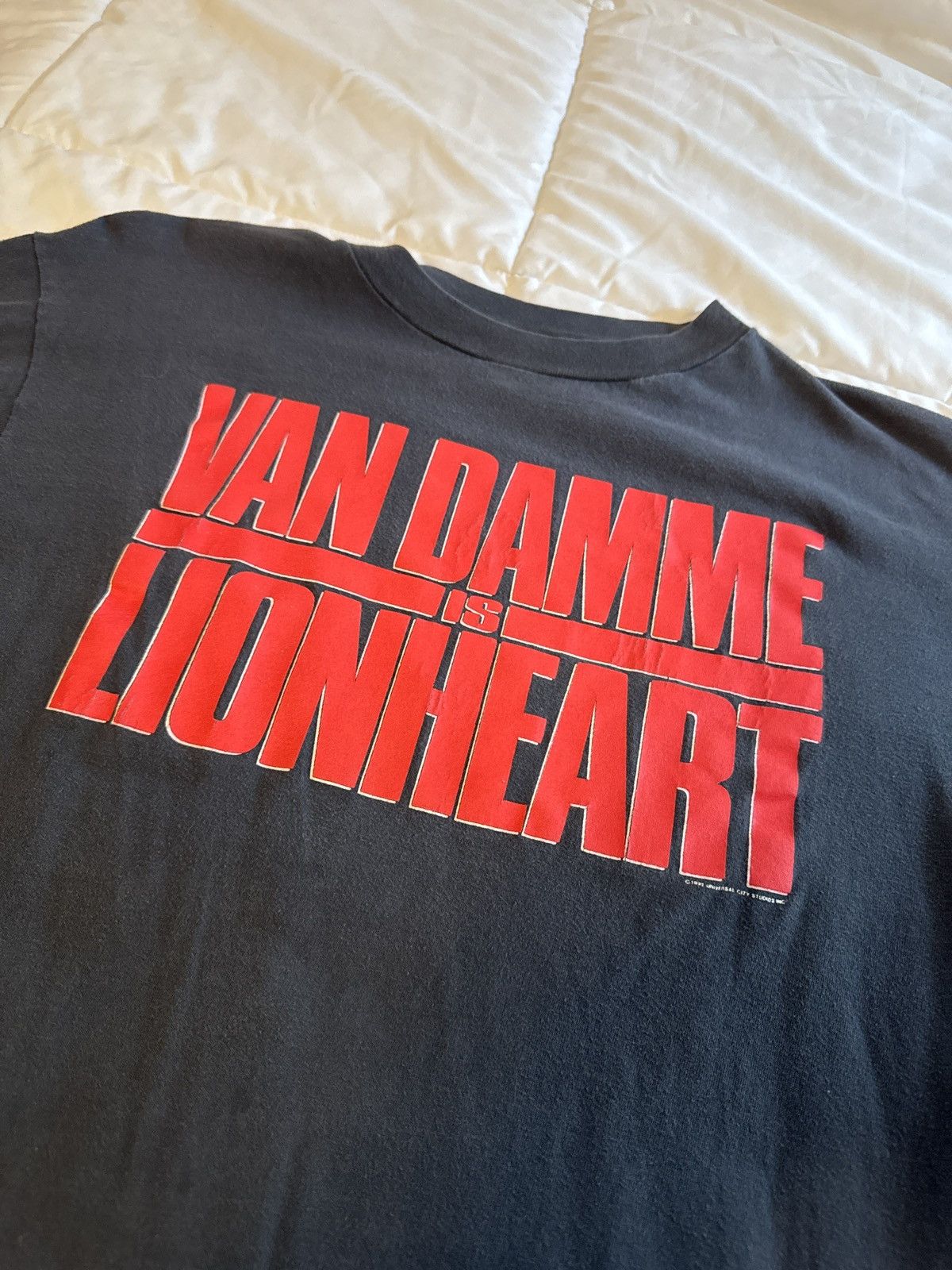 image of Van Damme Is Lionheart 1991 Movie Promo Tee in Black, Men's (Size Small)