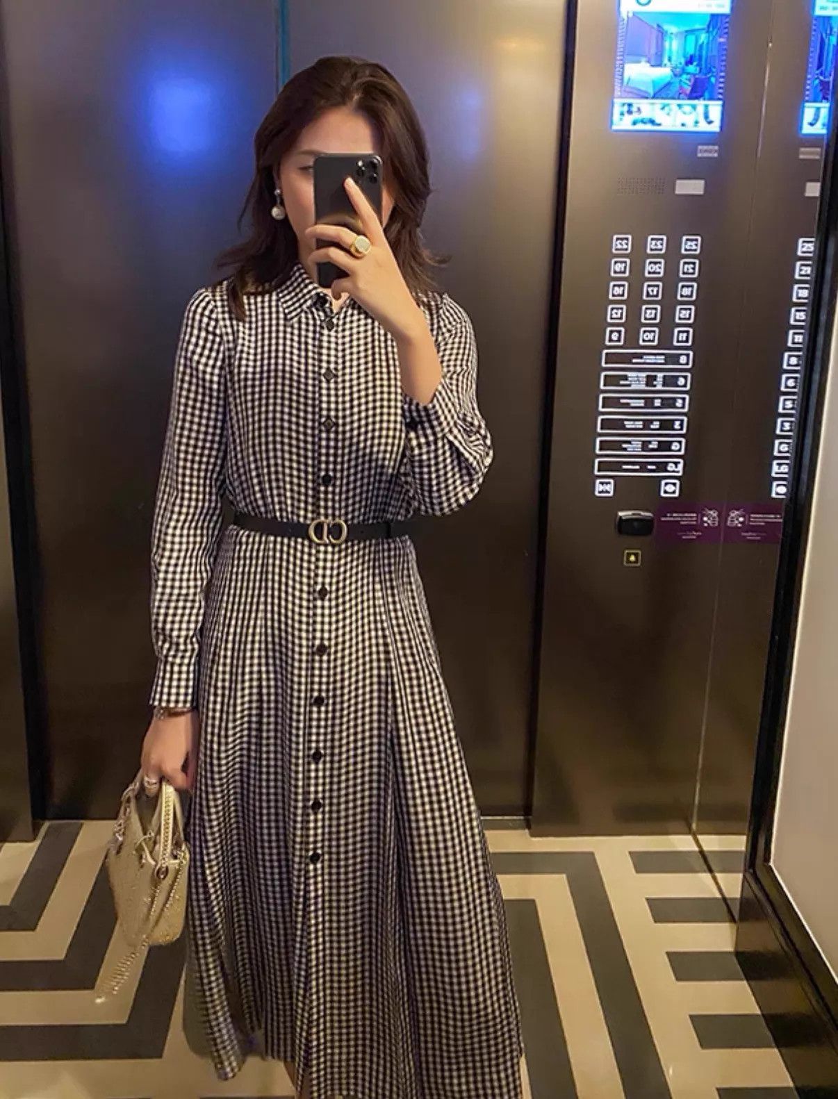 Dior Dior Check Silk Long Dress Women's F34 Size XS / US 0-2 / IT 36-38 - 6 Thumbnail