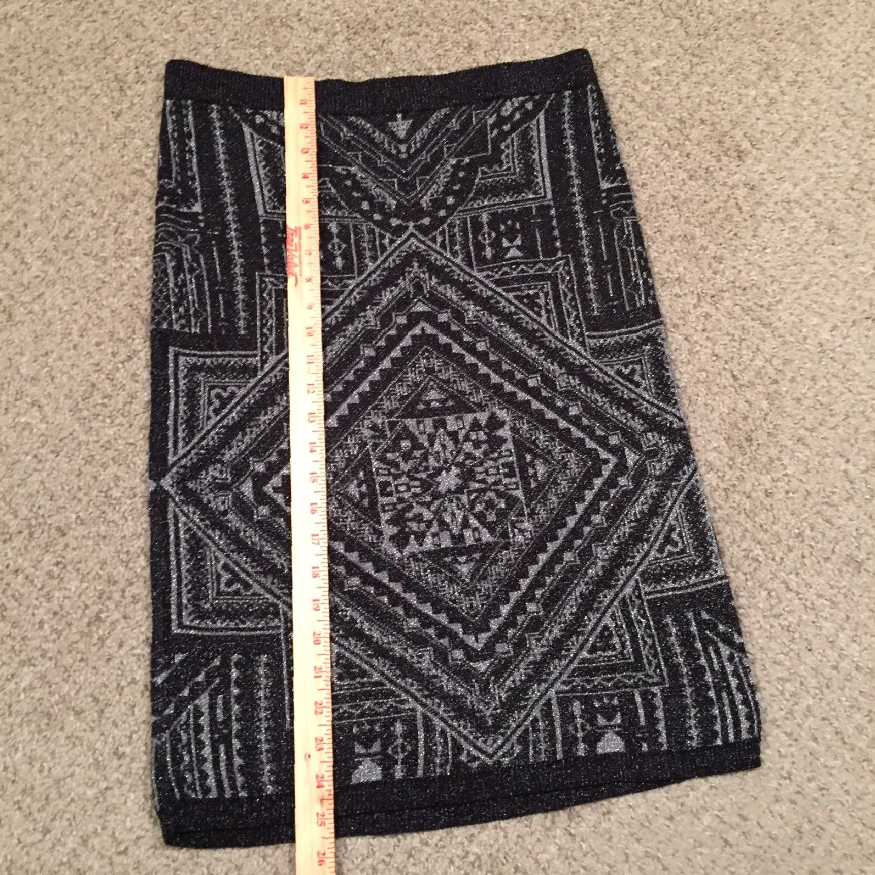 Vintage VINTAGE Cato Pencil Skirt Medium Midi Unlined Pull On Black Geometric Size 32" / US 10 / IT 46 - 5 Thumbnail