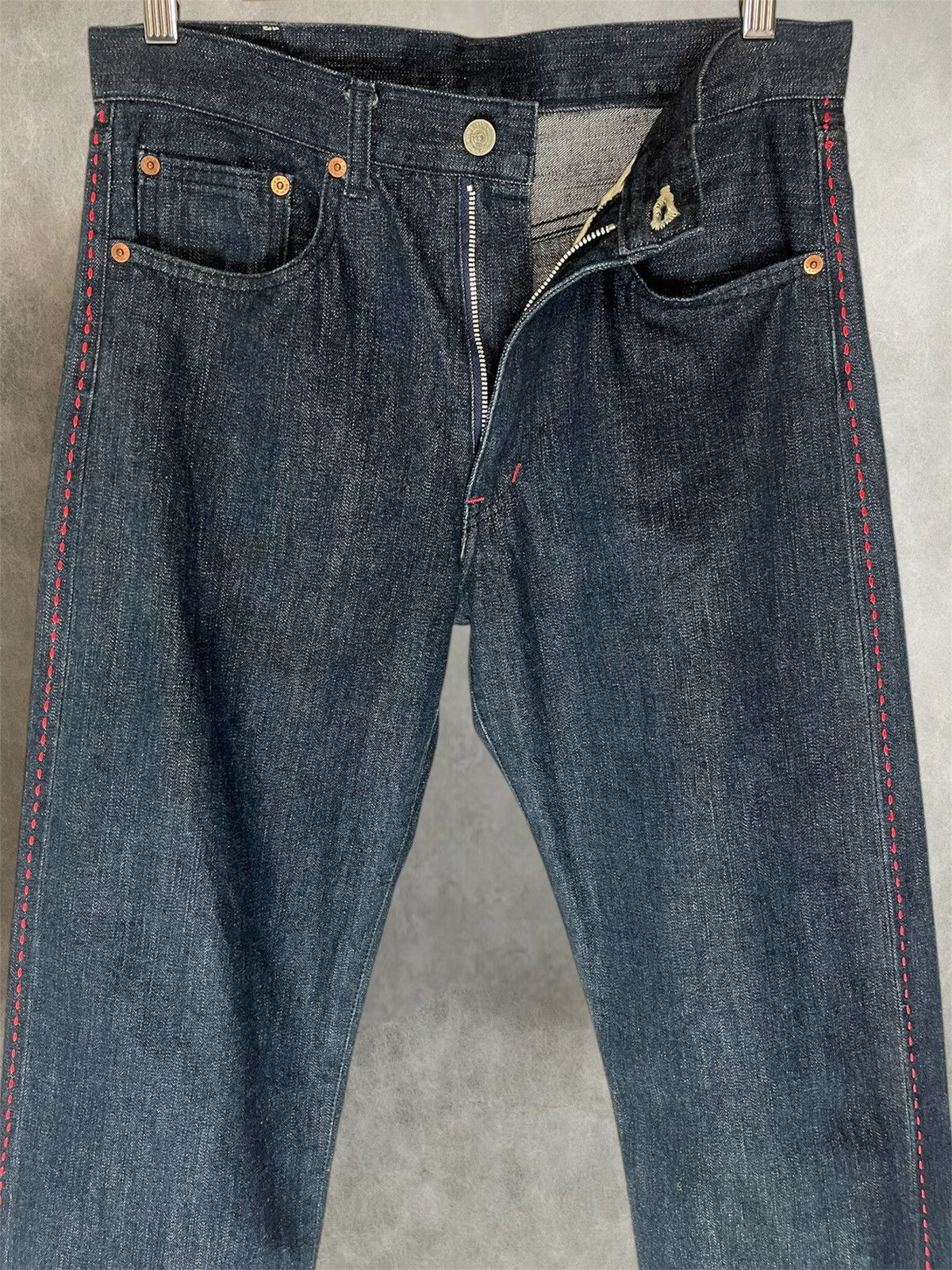 Japanese Brand Hiromichi nakano contrast stitching indigo denim pants Size US 31 - 3 Thumbnail