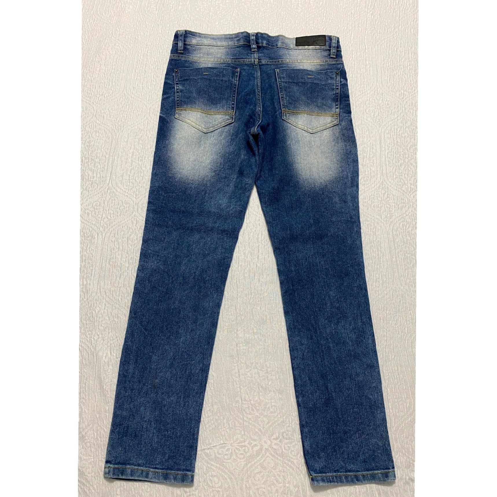 Vintage WT02 Moto Biker Jeans Men's 32x30 Blue Skinny Stretch Distressed Ribbed Jeans Size US 32 / EU 48 - 2 Thumbnail