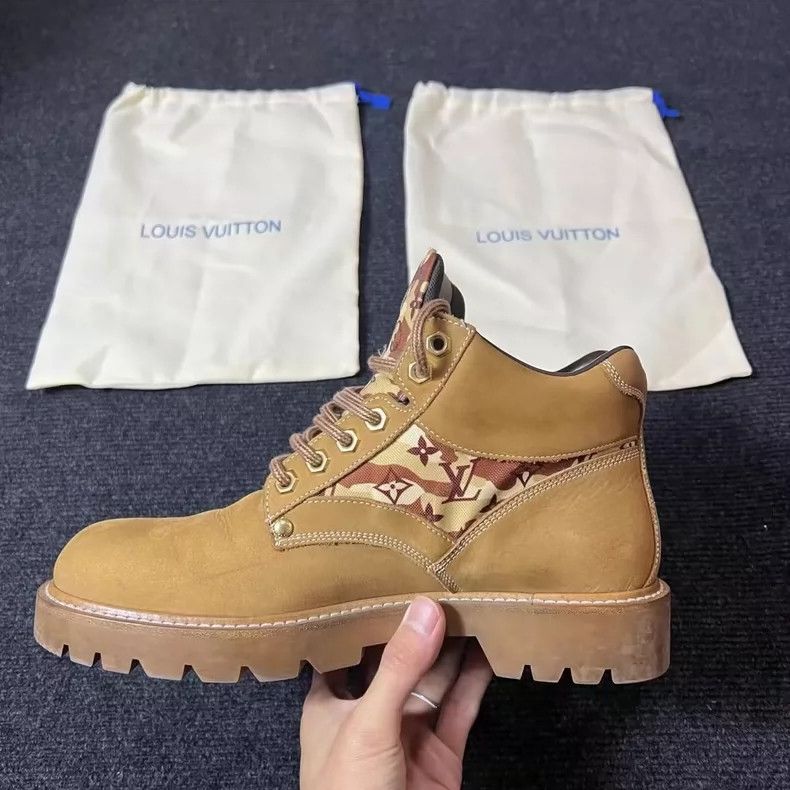 Louis Vuitton Louis Vuitton Khaki Desert Series Old Flower Boots Size US 7.5 / EU 40-41 - 5 Thumbnail