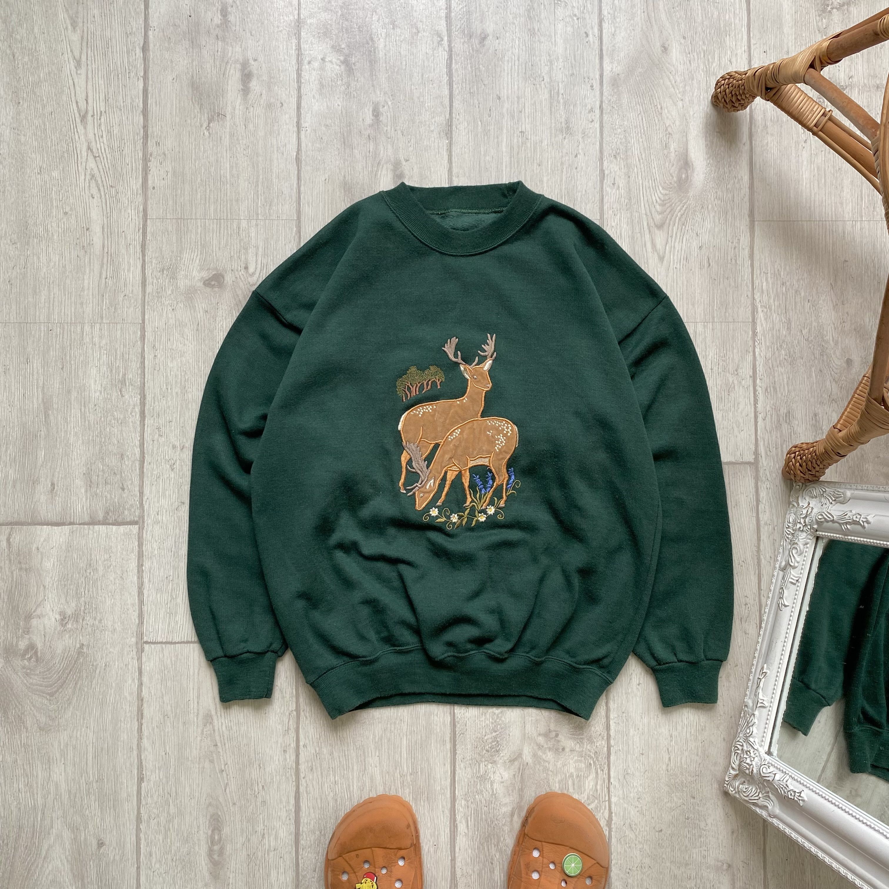 The Mountain 🦌 Vintage Animal Dree Embroider print Sweatshirt Mountain Size US S / EU 44-46 / 1 - 1 Thumbnail
