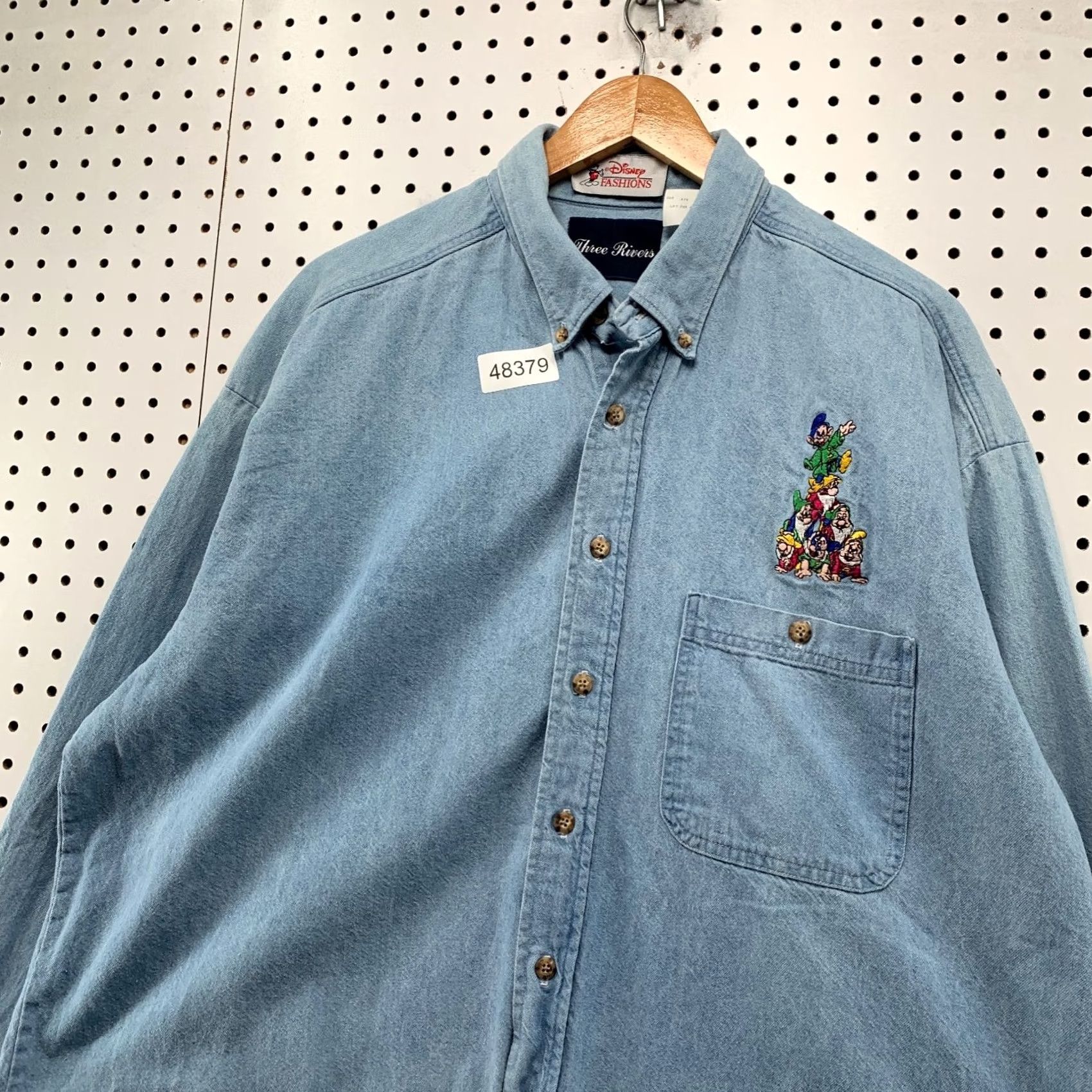 Disney VINTAGE Disney Seven Dwarfs Denim Button Shirt Mens XL Blue Long Sleeve USA Size US XL / EU 56 / 4 - 6 Thumbnail